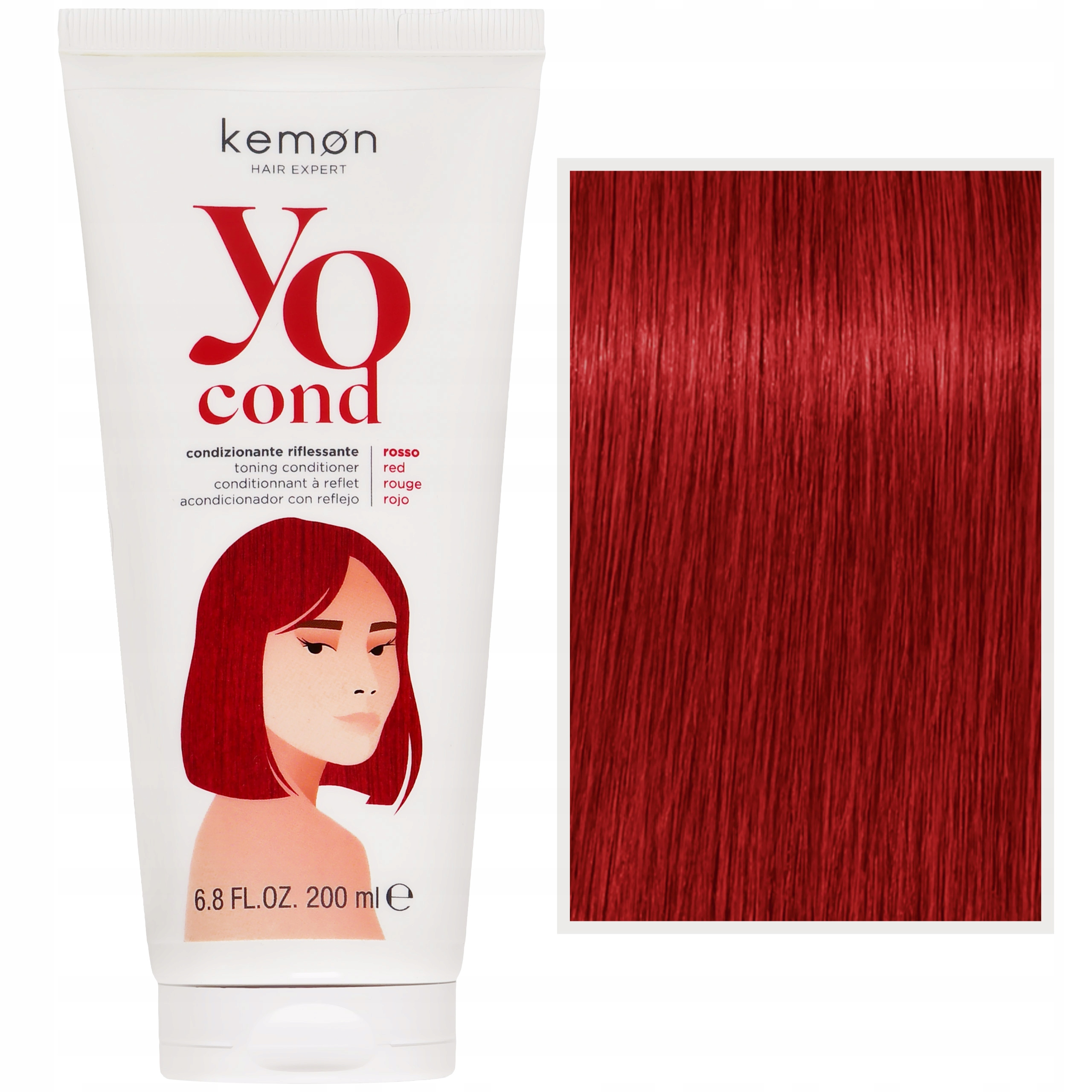 Barvicí kondicionér Kemon Yo Cond Rosso červený, obnova vlasů 200 ml
