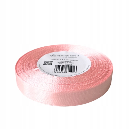 Wstążka taśma tasiemka satynowa do dekoracji12mm 32mb pastelowy róż jasny