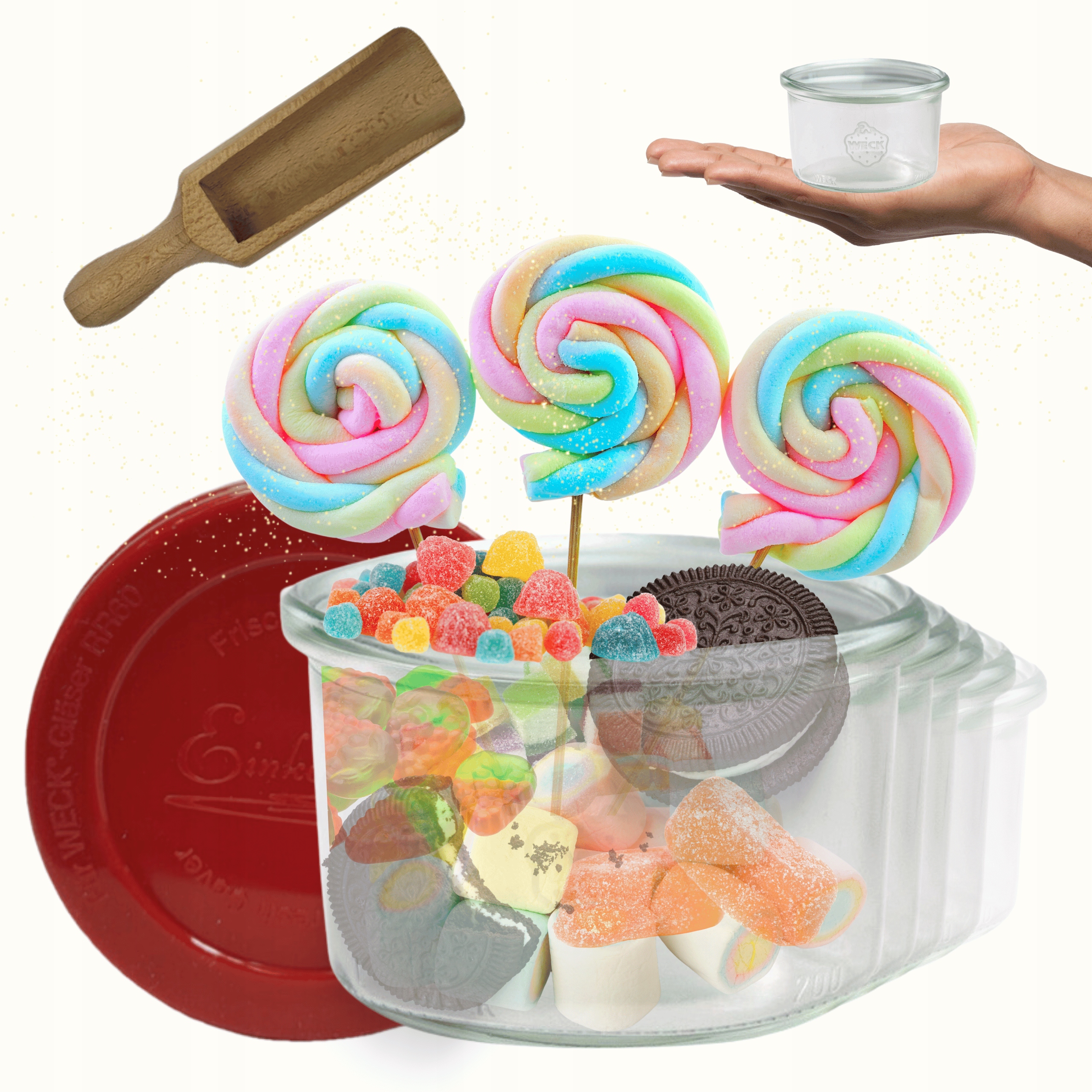 Poháre Weck 200 ml Mold žiaruvzdorné silikónové veko 6ks odmerka