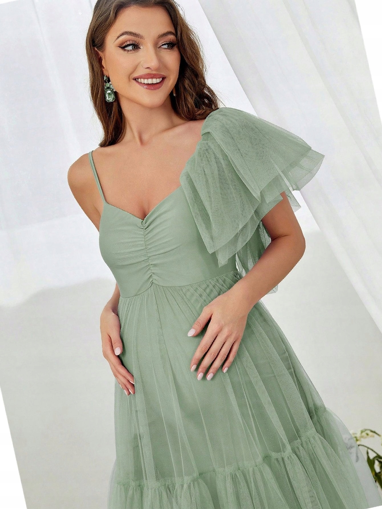 Šaty Zelená Faeristova Těhotenská Tylová Koktejlová Prošívaná S 36