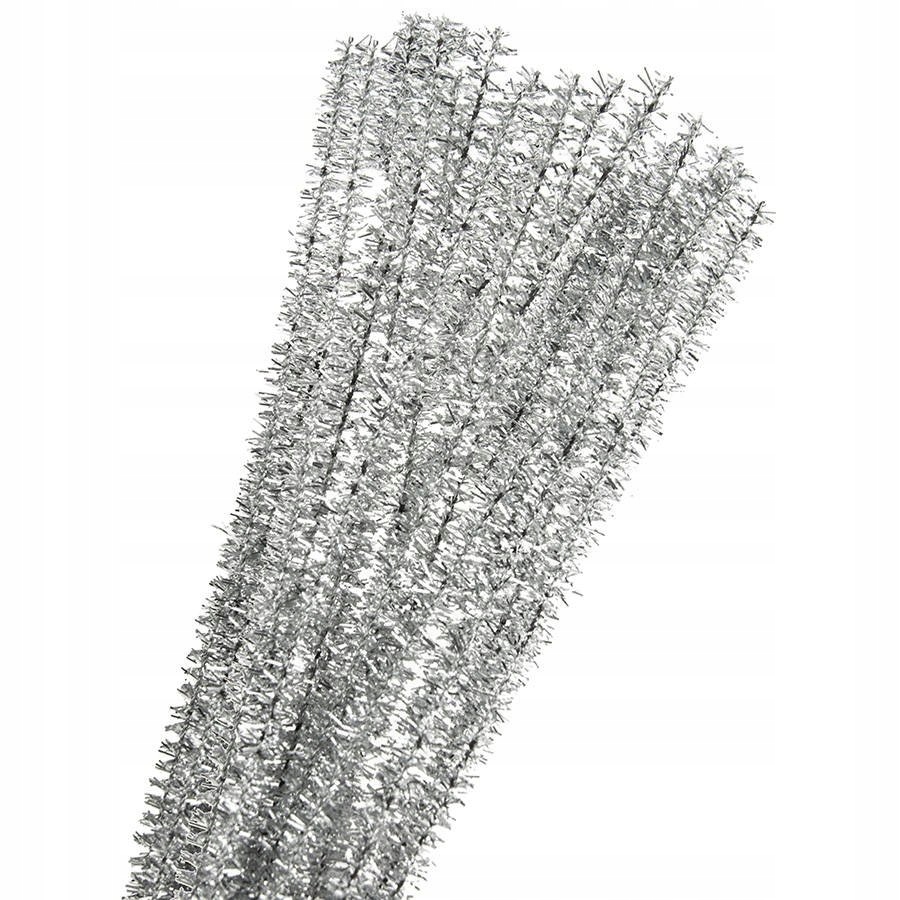 

Druciki kreatywne metaliczne srebrne 30cm 40 sztuk