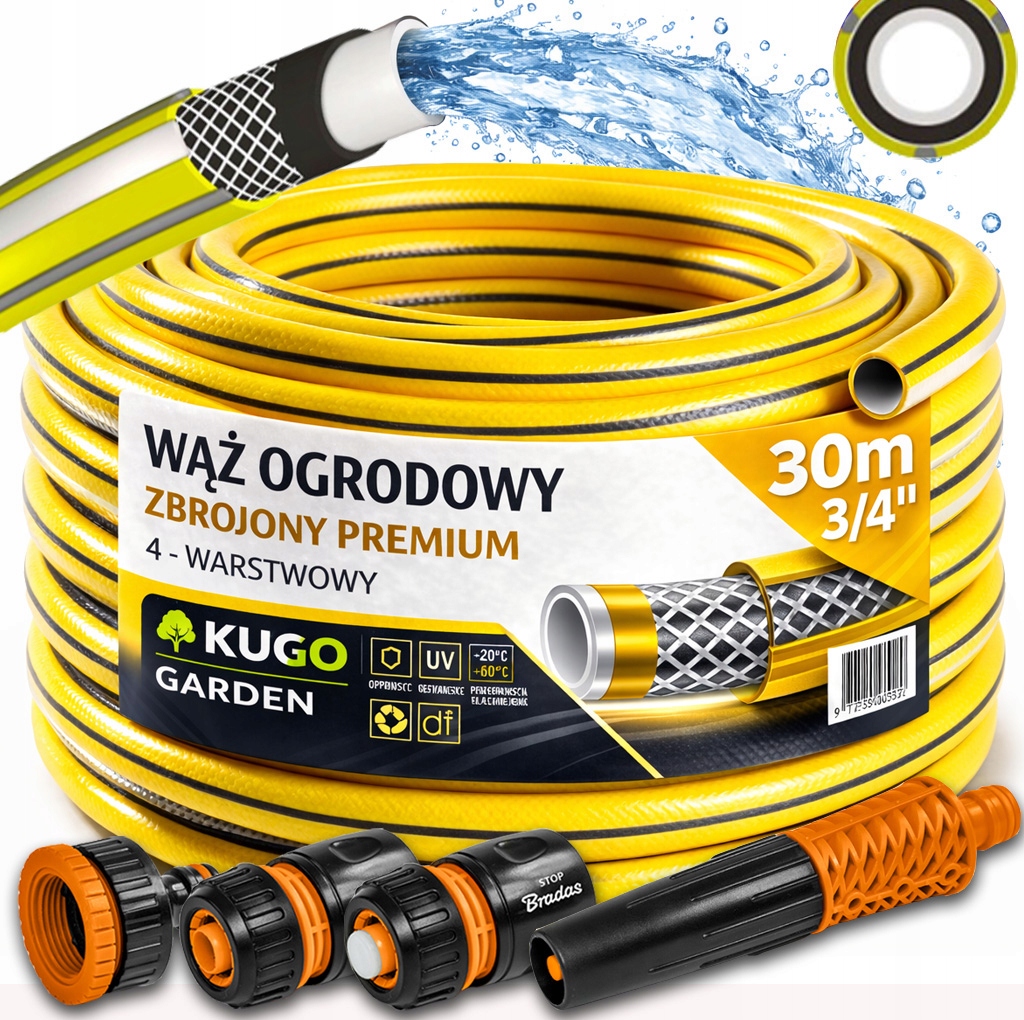 Hadice 3/4" 30 m 4 Vrstvy Plus Premium Zavlažovač Set Bradas