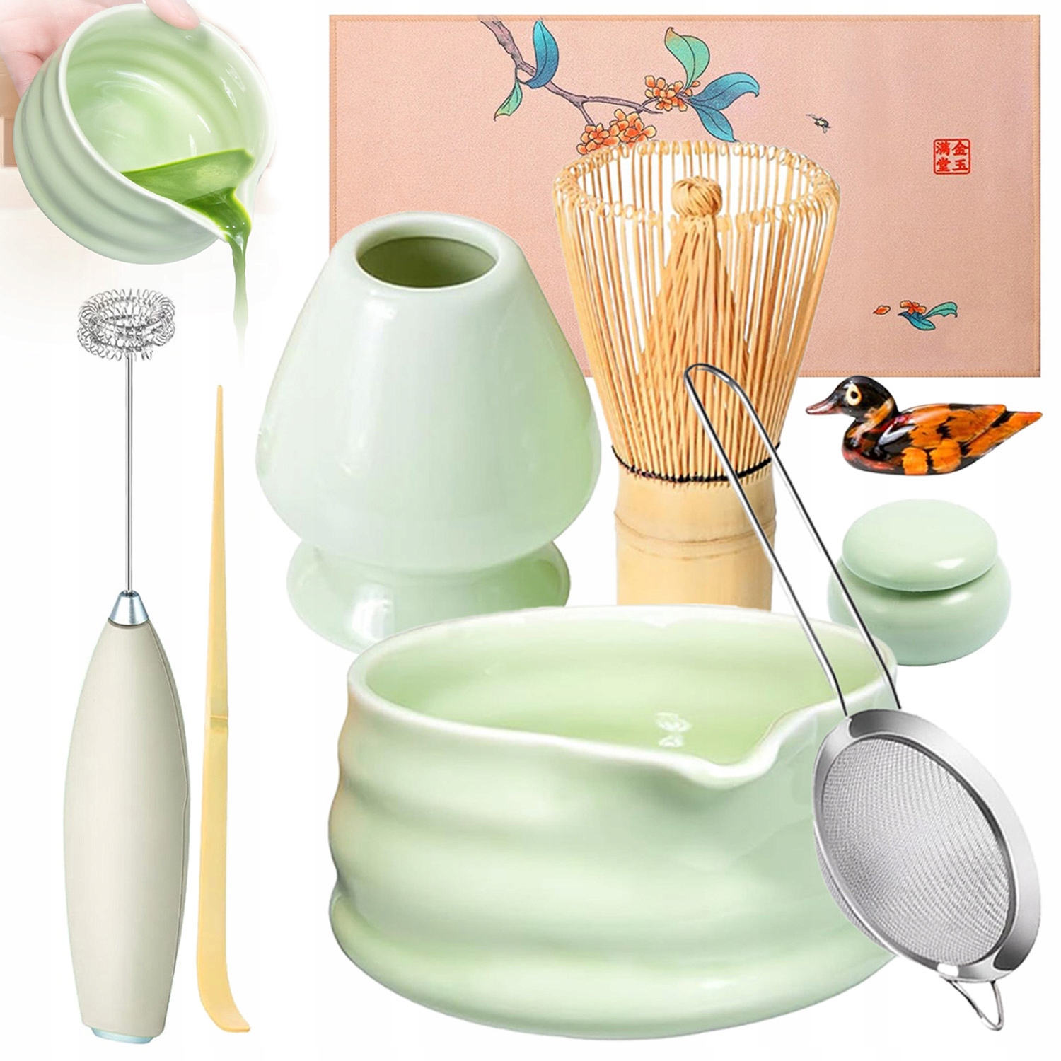 Levně Dárková Sada Matcha Na Čaj 9 Dílná Bambusová Keramika Odolná