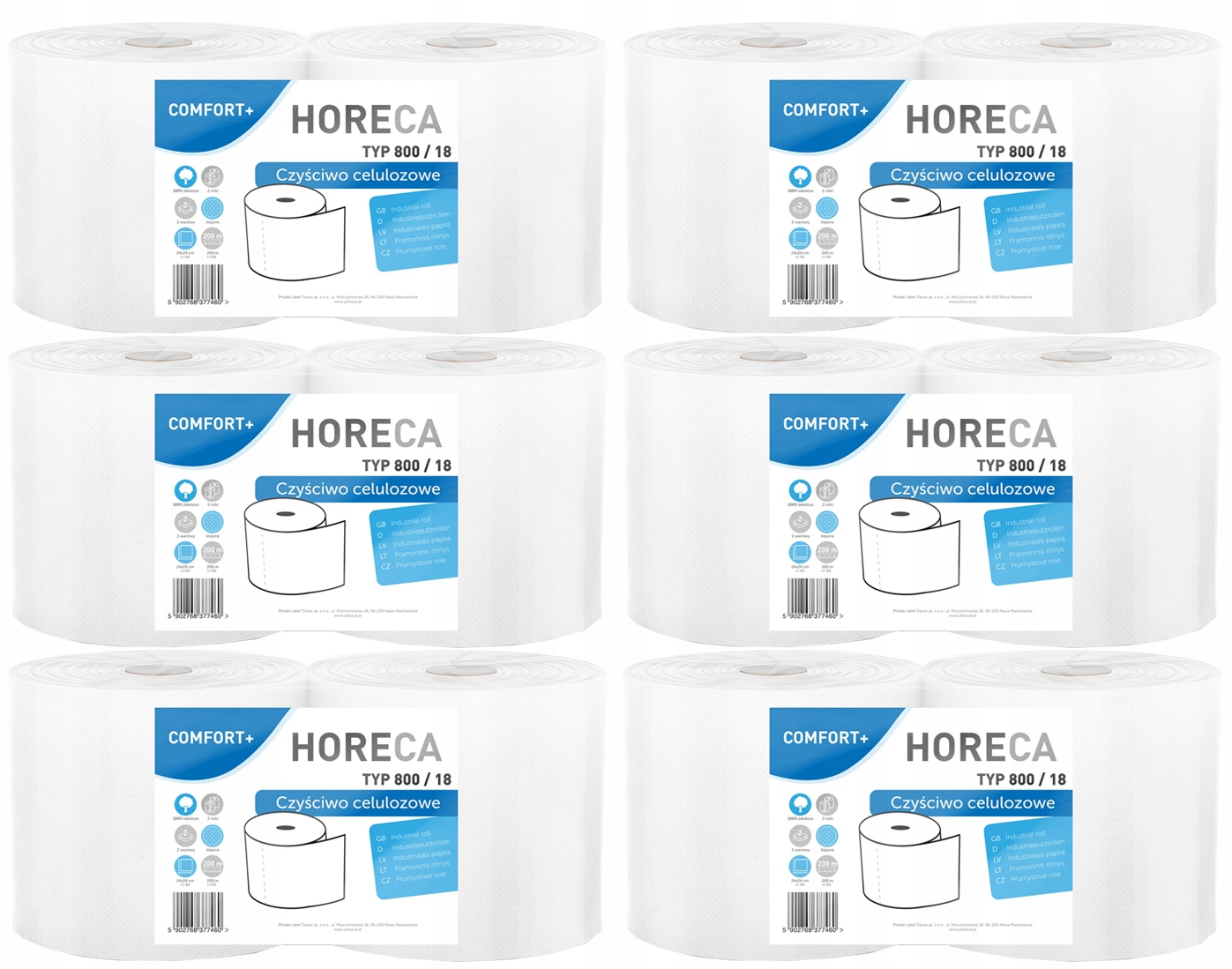 Čisticí Utěrka Ručník Bílý Celulóza 2 Vrstvy Horec 400 m 800 12 rolí