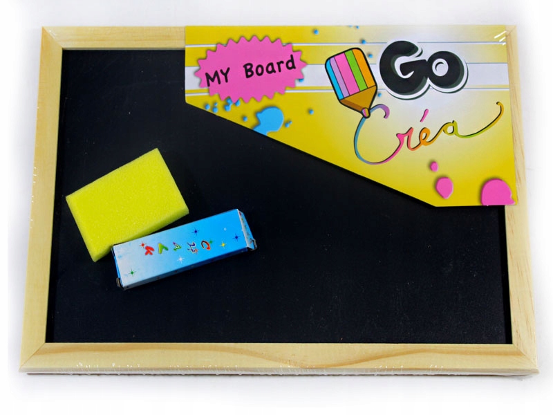 TABLICA DREWNIANA KREDOWA MAŁA CZARNA KREDA + GĄBECZKA