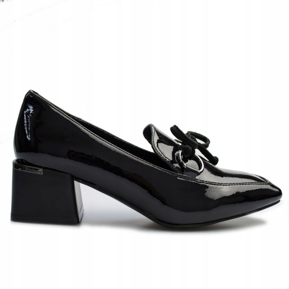 Lakované Lodičky Na Podpatku, Pohodlná Mašle 36