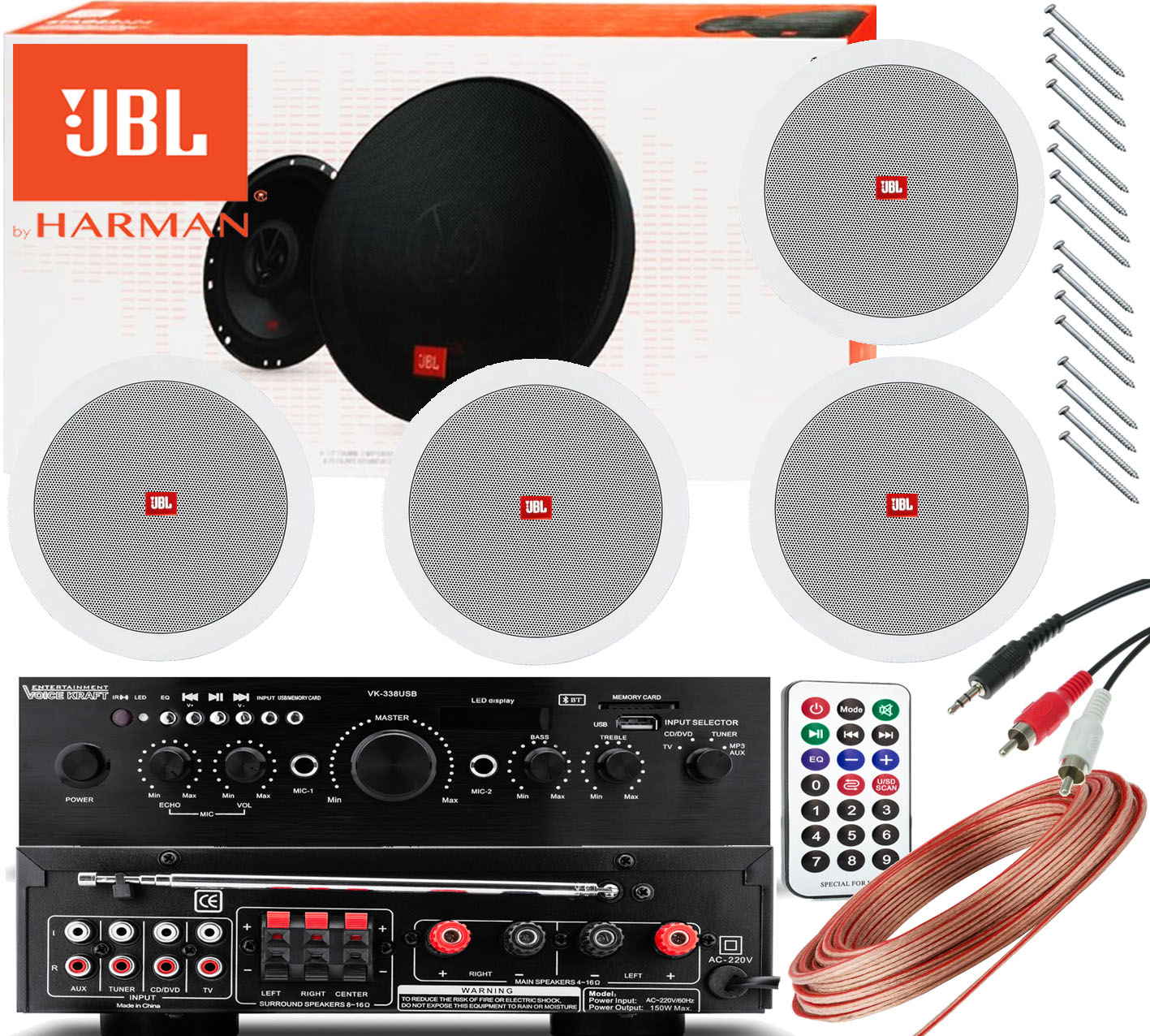 NAGŁOŚNIENIE JBL GŁOŚNIKI SUFITOWE BLUETOOTH USB