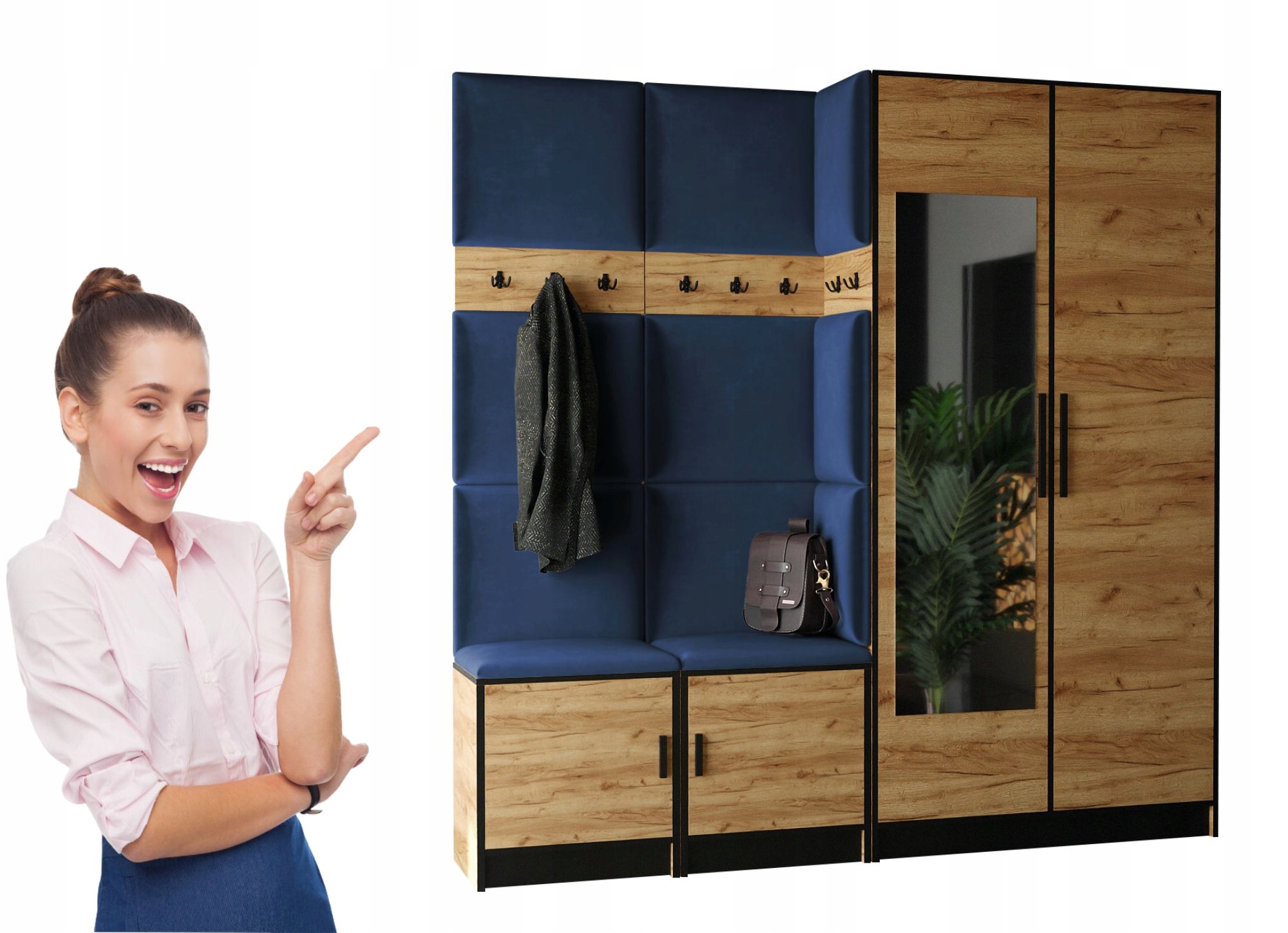 Šatní skříň Dior 21 sedák čalouněný panel