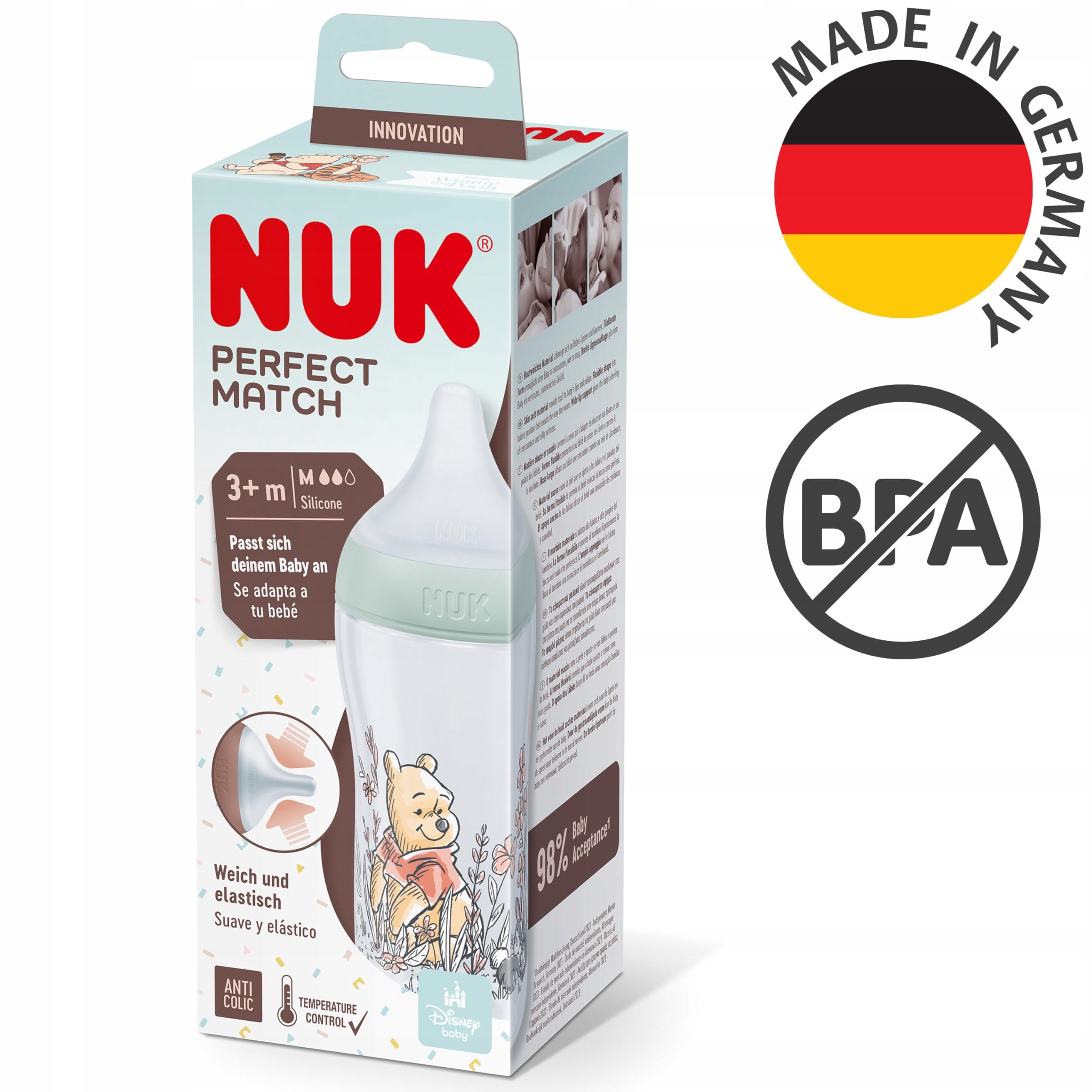 NUK Butelka Dla Niemowląt 260ml Silikonowa Antykolkowa BPA Free — miniatura 6