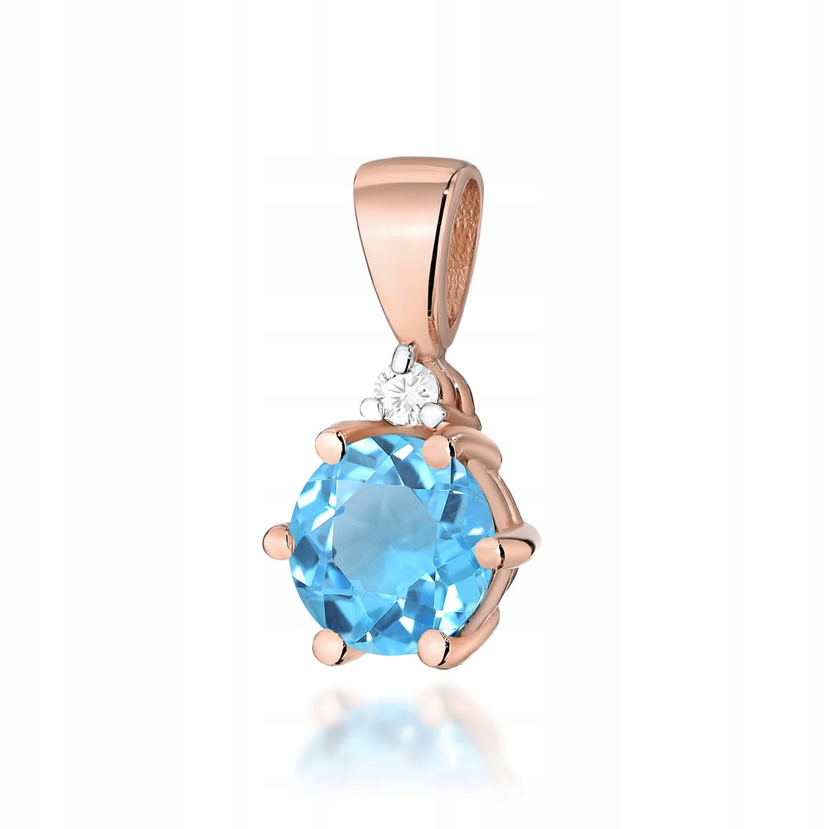 Přívěsek z růžového zlata 585 kulatý topaz 0.50 g s briliantem