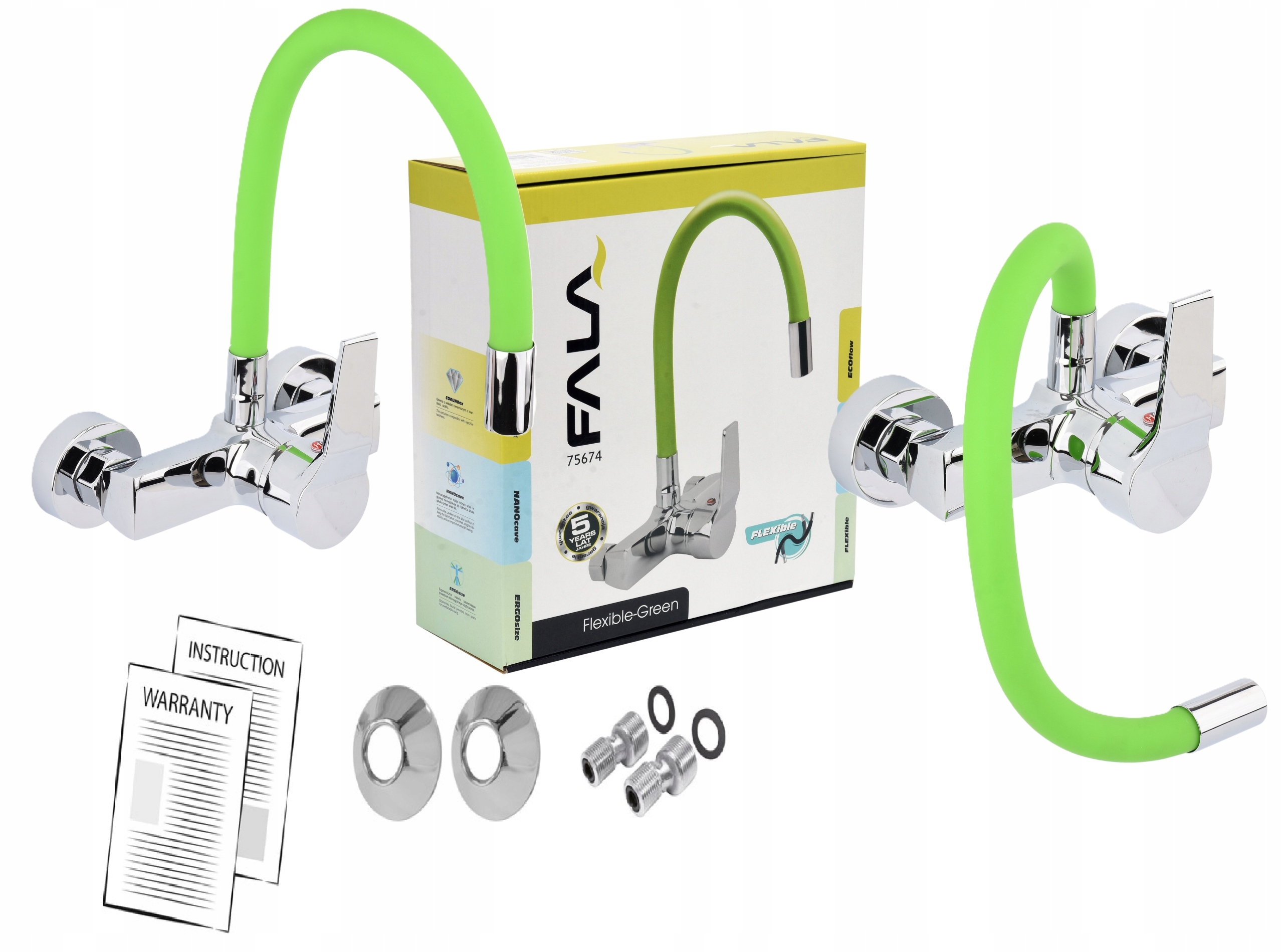 Kuchyňská Dřezová Nástěnná Baterie S Flexibilní Ramínko Zelená 75674