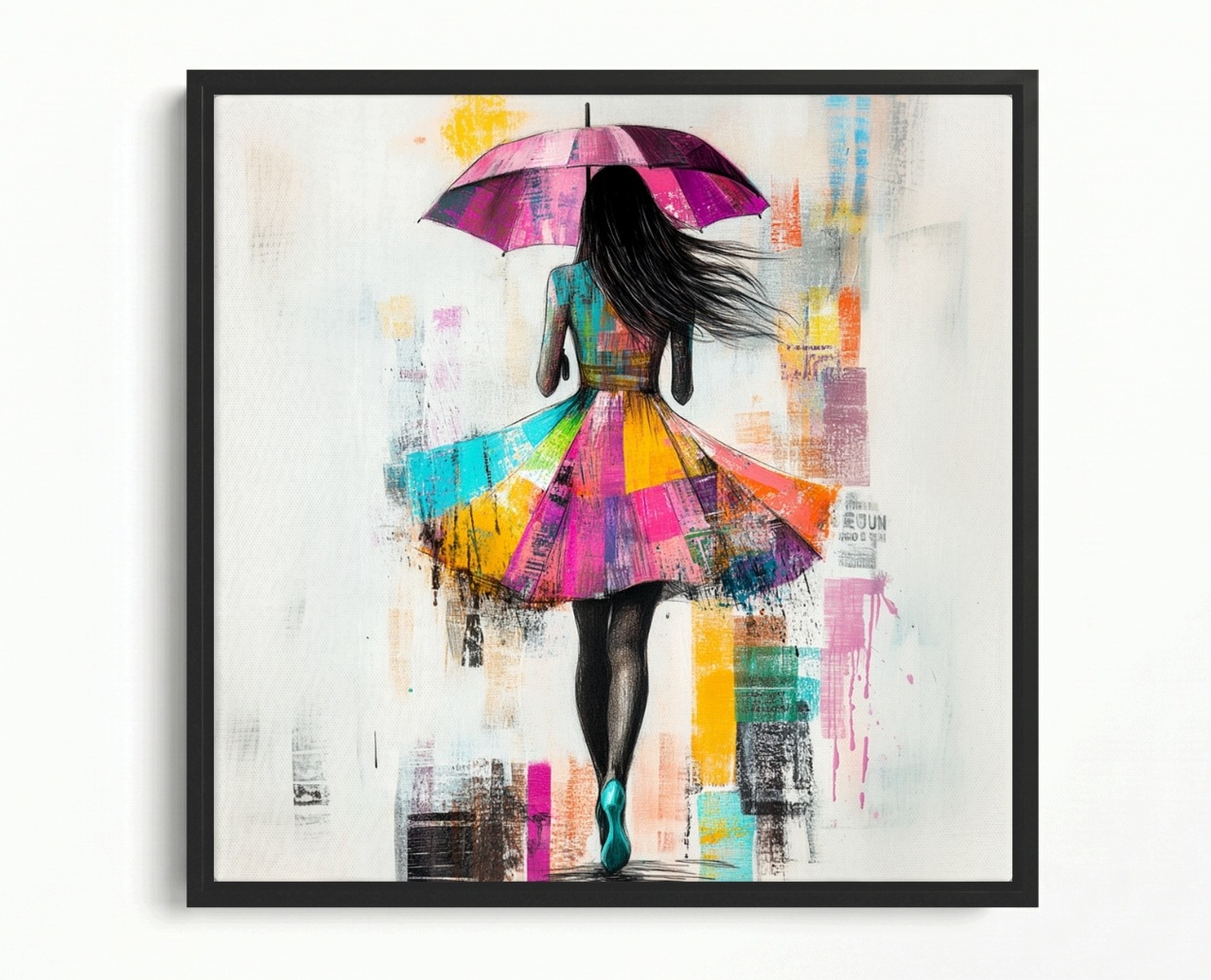 Obraz Rama American Box Žena Dievča Parasol Glamour Pop Art 60x60