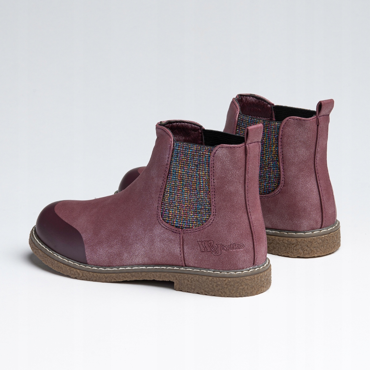 Botki dziewczęce OCIEPLANE futerkiem trzewiki modne wsuwane lekkie Wojtyłko Kolor czerwony