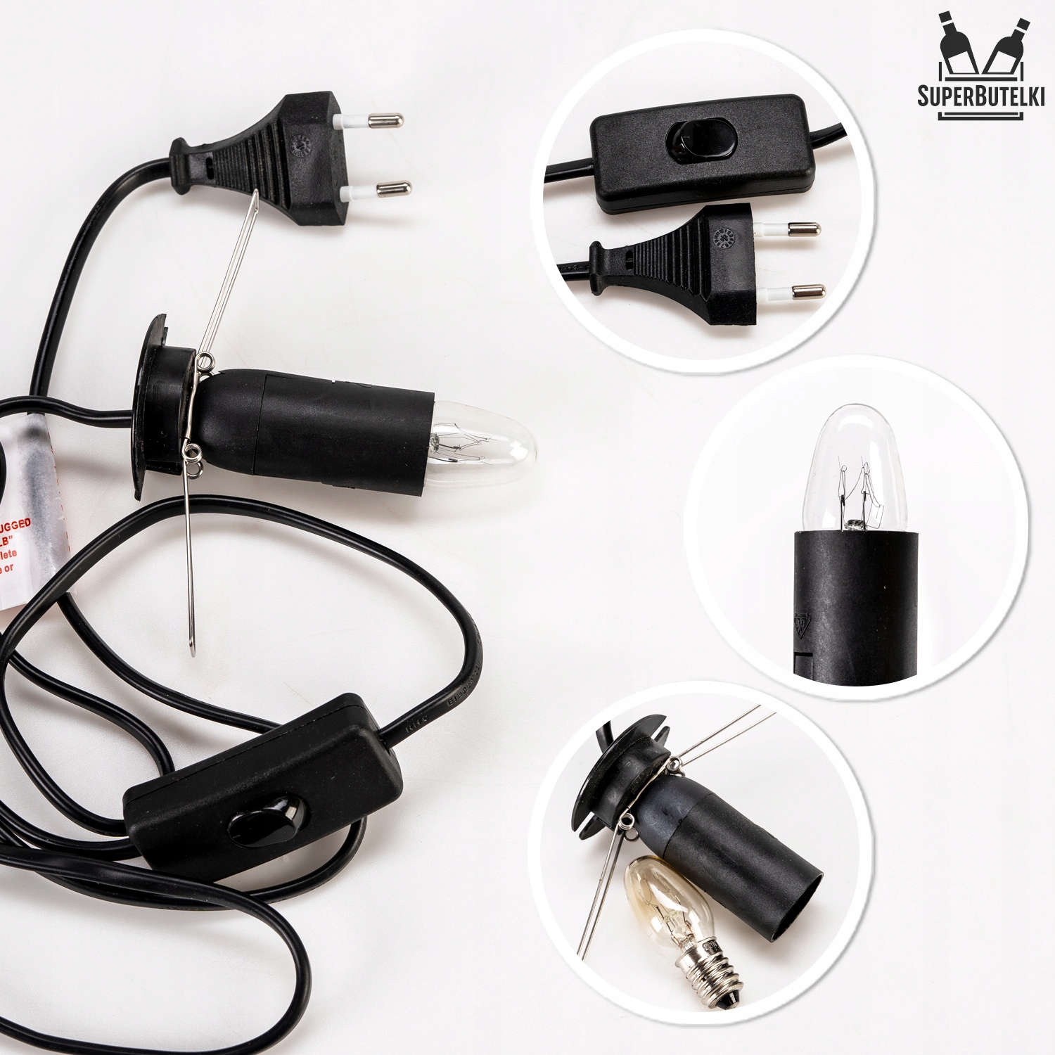 Kabel zasilający do lampy solnej E14 z żarówką 15W Kod producenta KABEL_E14