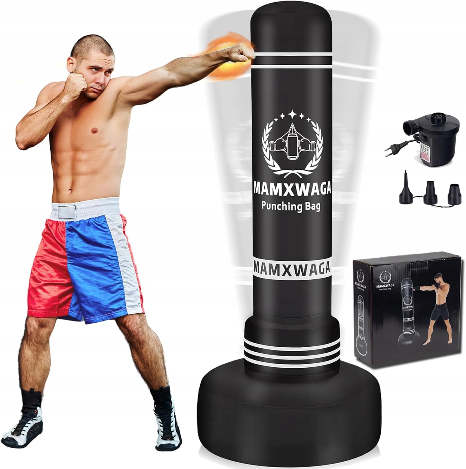 Worek Bokserski Stojący 180 CM Nadmuchiwany Do Treningu Mma I Karate