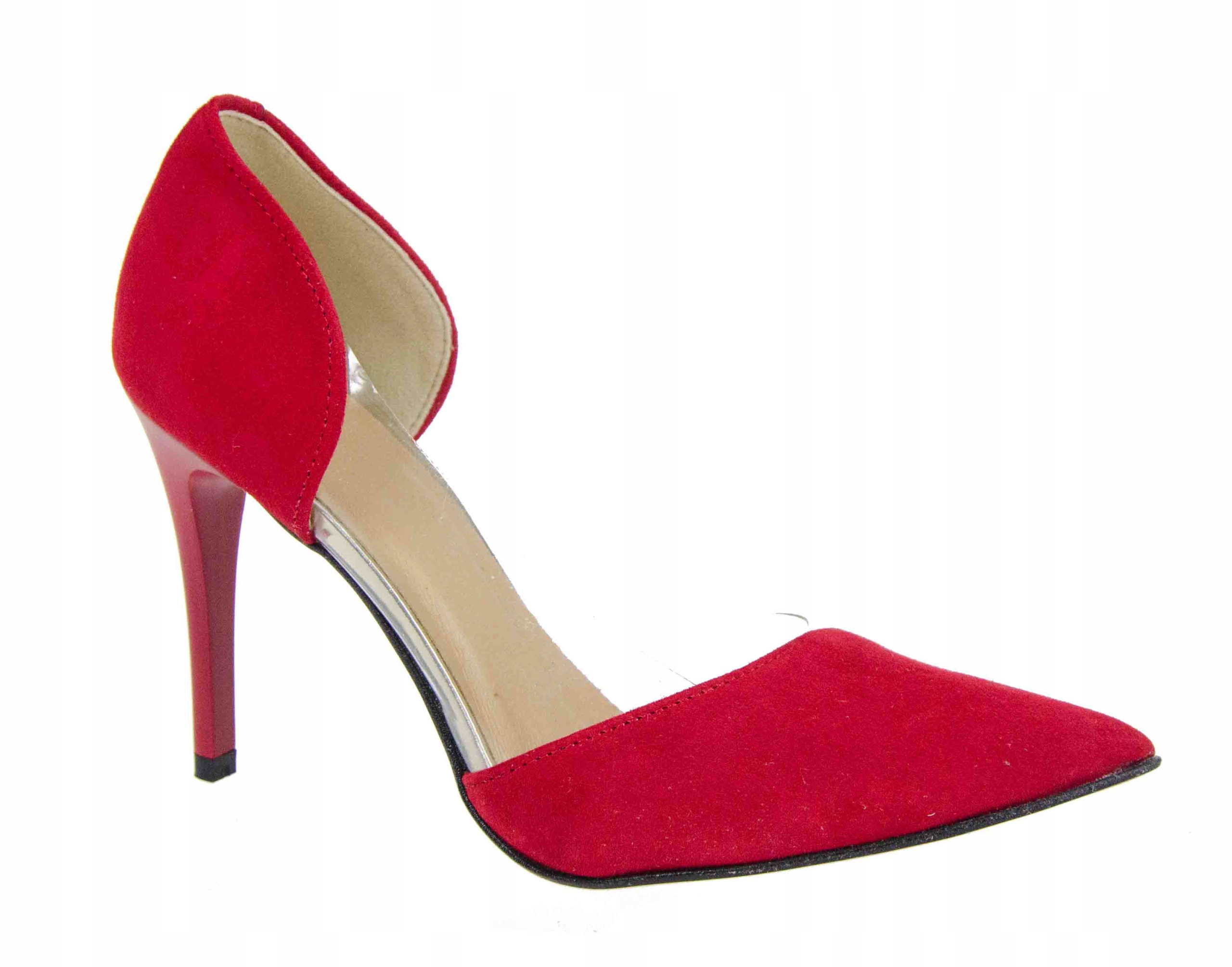 LaRoni E767 Špendlíky Lodičky Kůže Semiš Červené