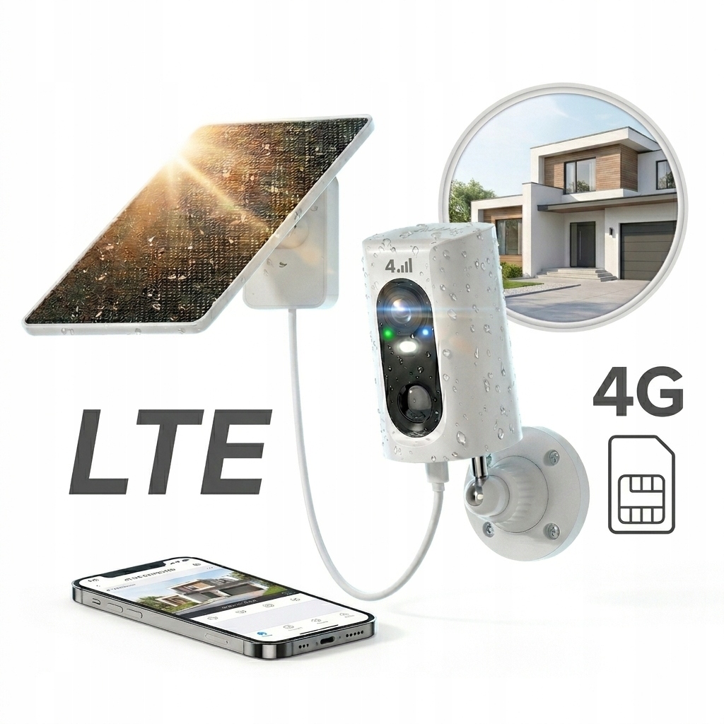 KAMERA ZEWNĘTRZNA SOLARNA NA KARTĘ SIM 4G 3MP ARRAN APP Wbudowana karta SIM