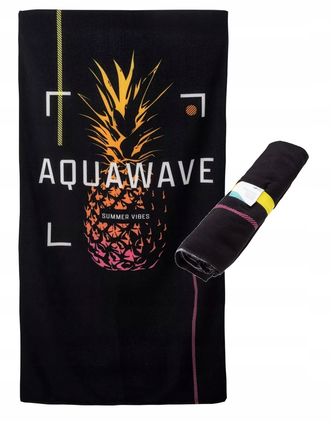 Ręcznik Aquawave 80 x 150 cm czarny kąpielowy na plażę basen duży