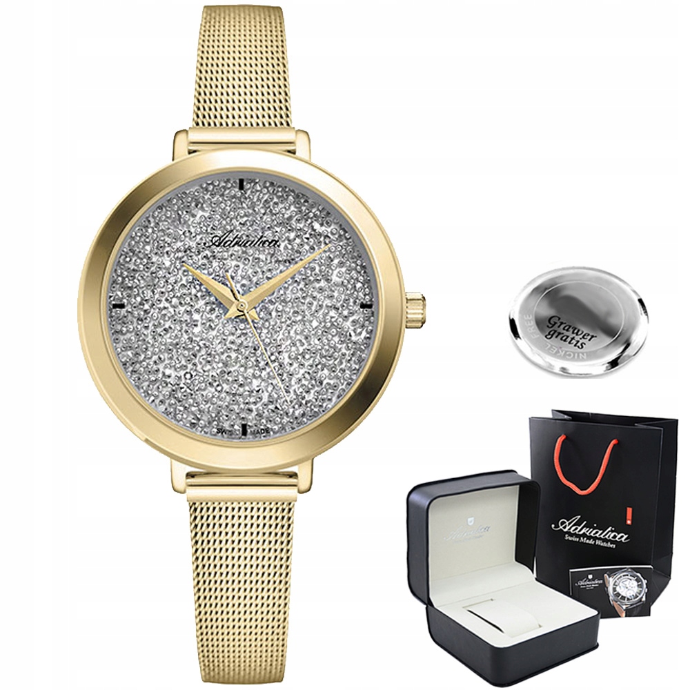 Švýcarské dámské hodinky Adriatica Gloria-g s efektním ciferníkem Gravírování