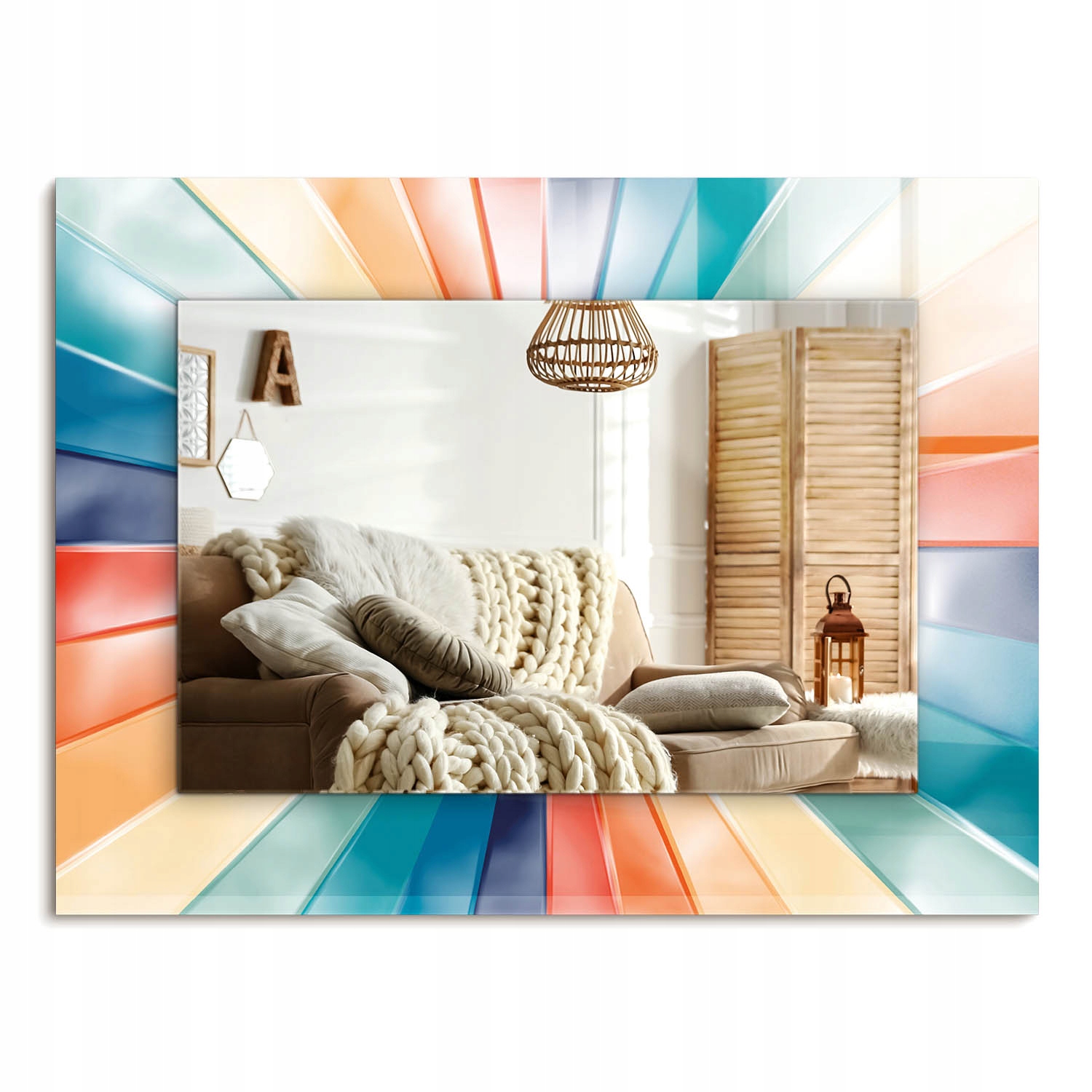 Zrkadlo s ozdobnou potlačou Obdĺžnikové 80 x 60 cm Farebné svetelné lúče