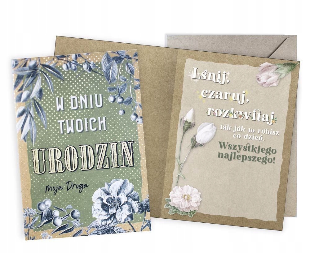 Kartka urodzinowa dla Kobiety, retro elegancka V33 Stan opakowania oryginalne