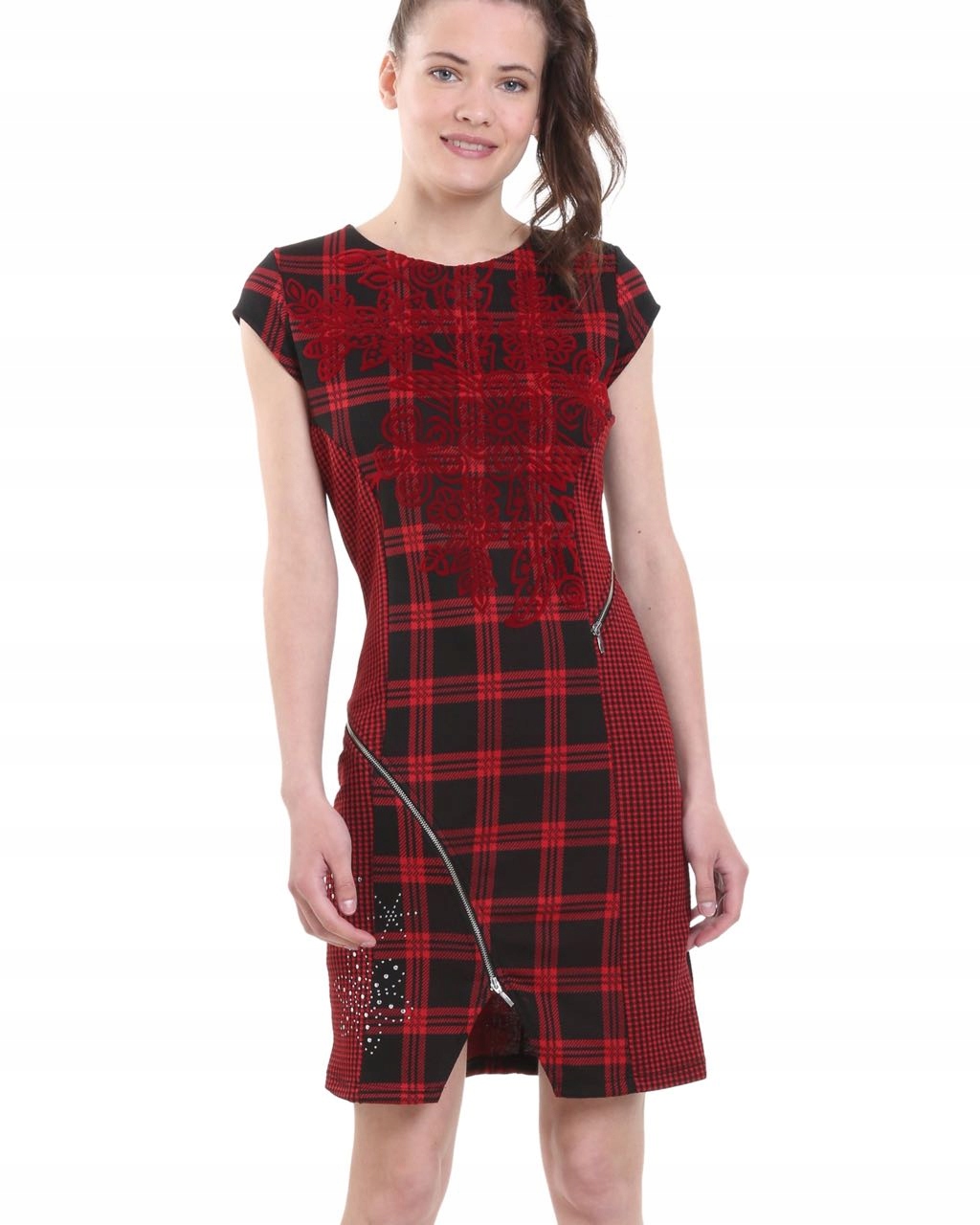 Desigual Dvoubarevná Šaty S Mřížkou (XL)