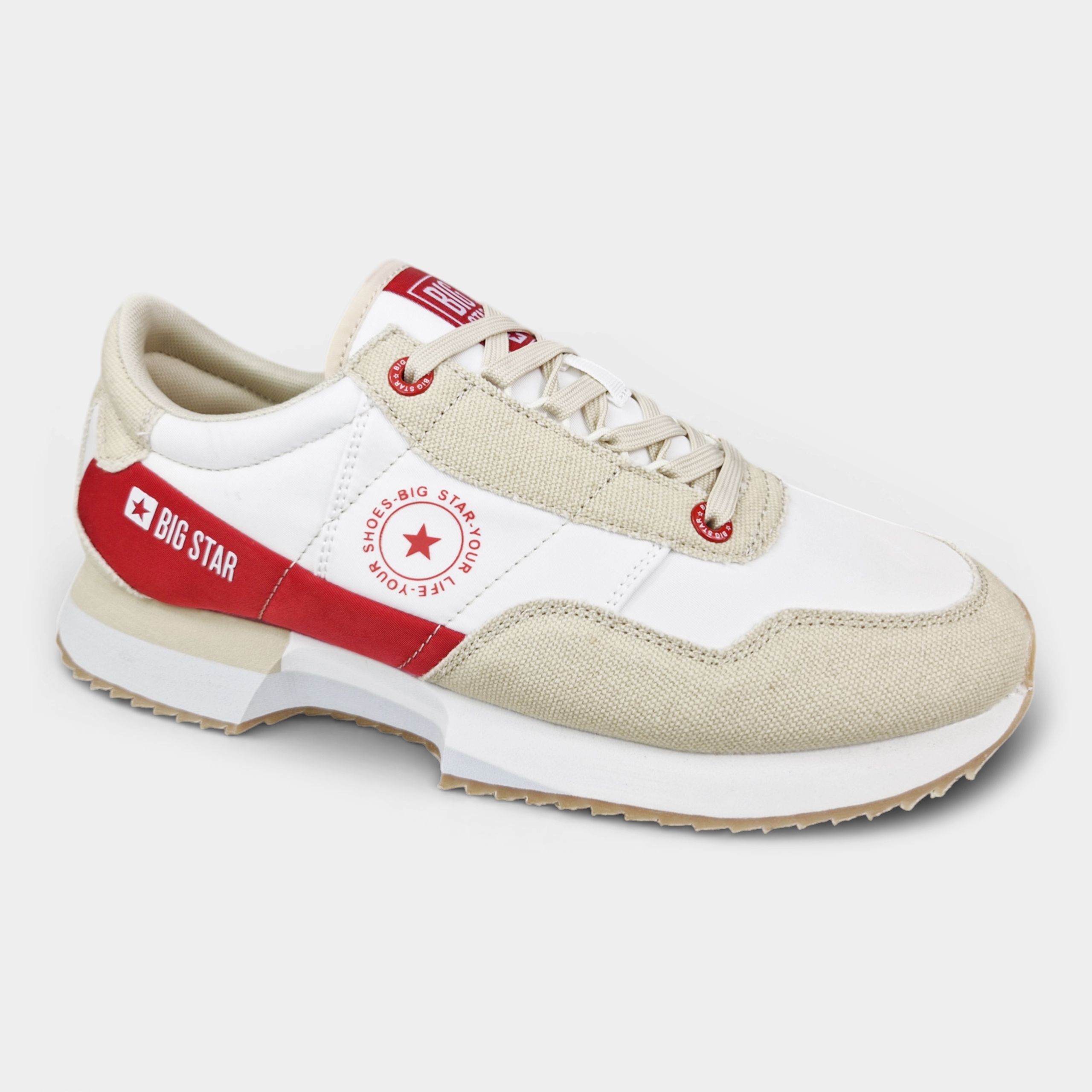 Buty Big Star Sportowe męskie modne białe beżowe Sneakersy NN174421 43