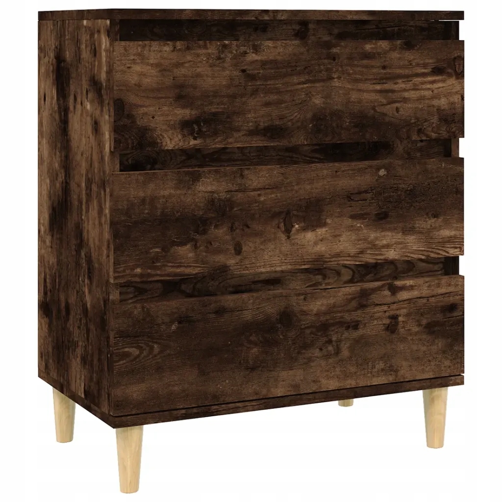 Komoda 60x35x70 cm, kouřový dub, 3 zásuvky, dřevěné nohy