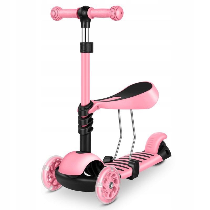 Hulajnoga dziecięca trójkołowa z siedziskiem Różowa