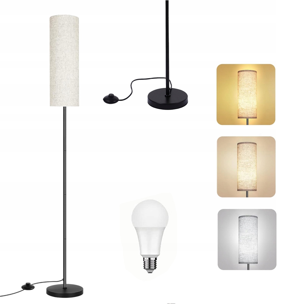Podlahová Stojací Lampa Na Čtení E27, Nastavitelná, Černá