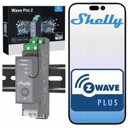 Shelly Wave Pro 2 Z-Wave Din 2x16A 2-kanálový ovládač