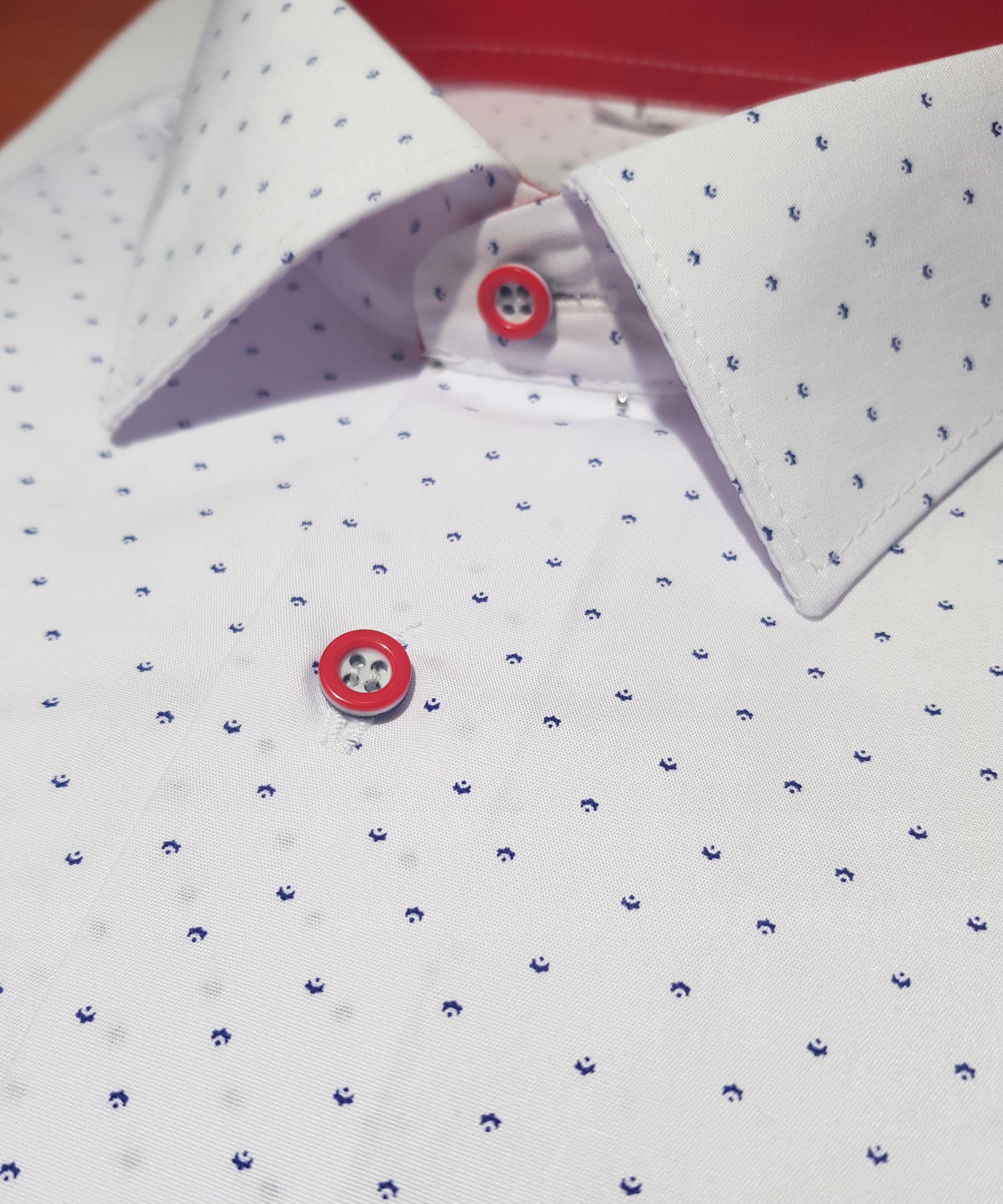 KOSZULA CHŁOPIĘCA biała wzory elegancka 86 SLIM PL Rękaw długi rękaw