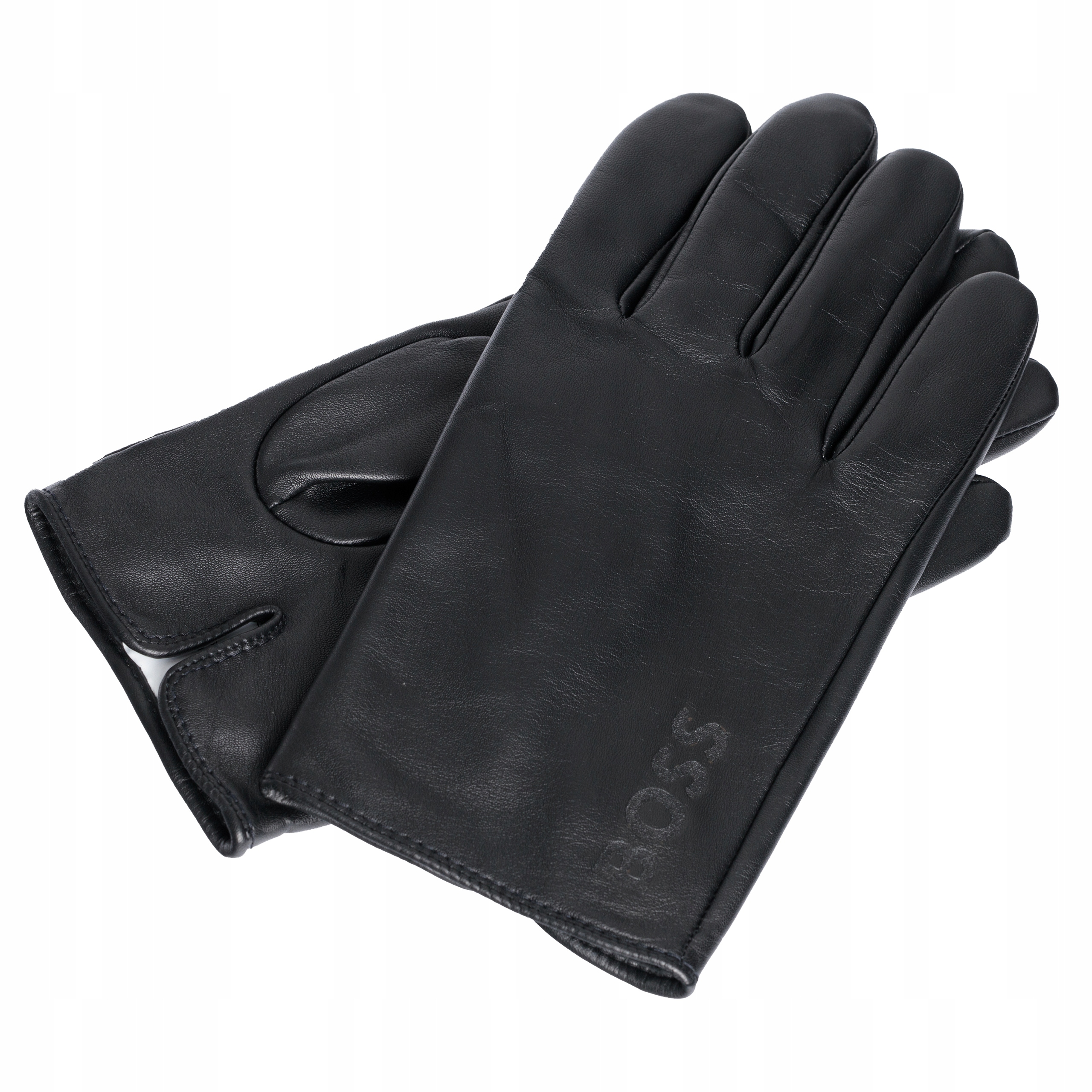 Hugo Boss męskie skórzane rękawiczki Black Oryginalne