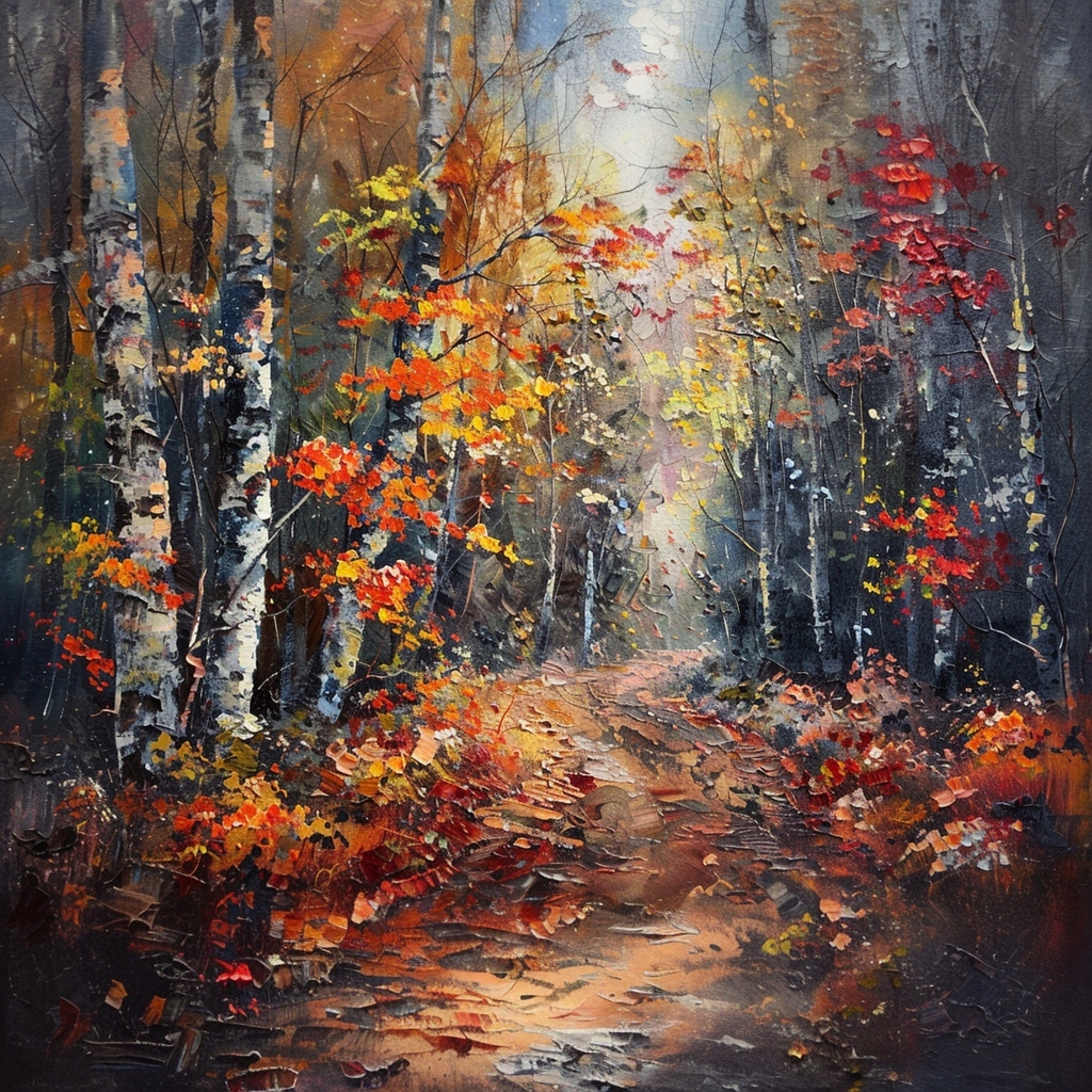 Obraz Na Plátně Canvas Krajina Les Stromy Podzim Stezka Listy 80x80
