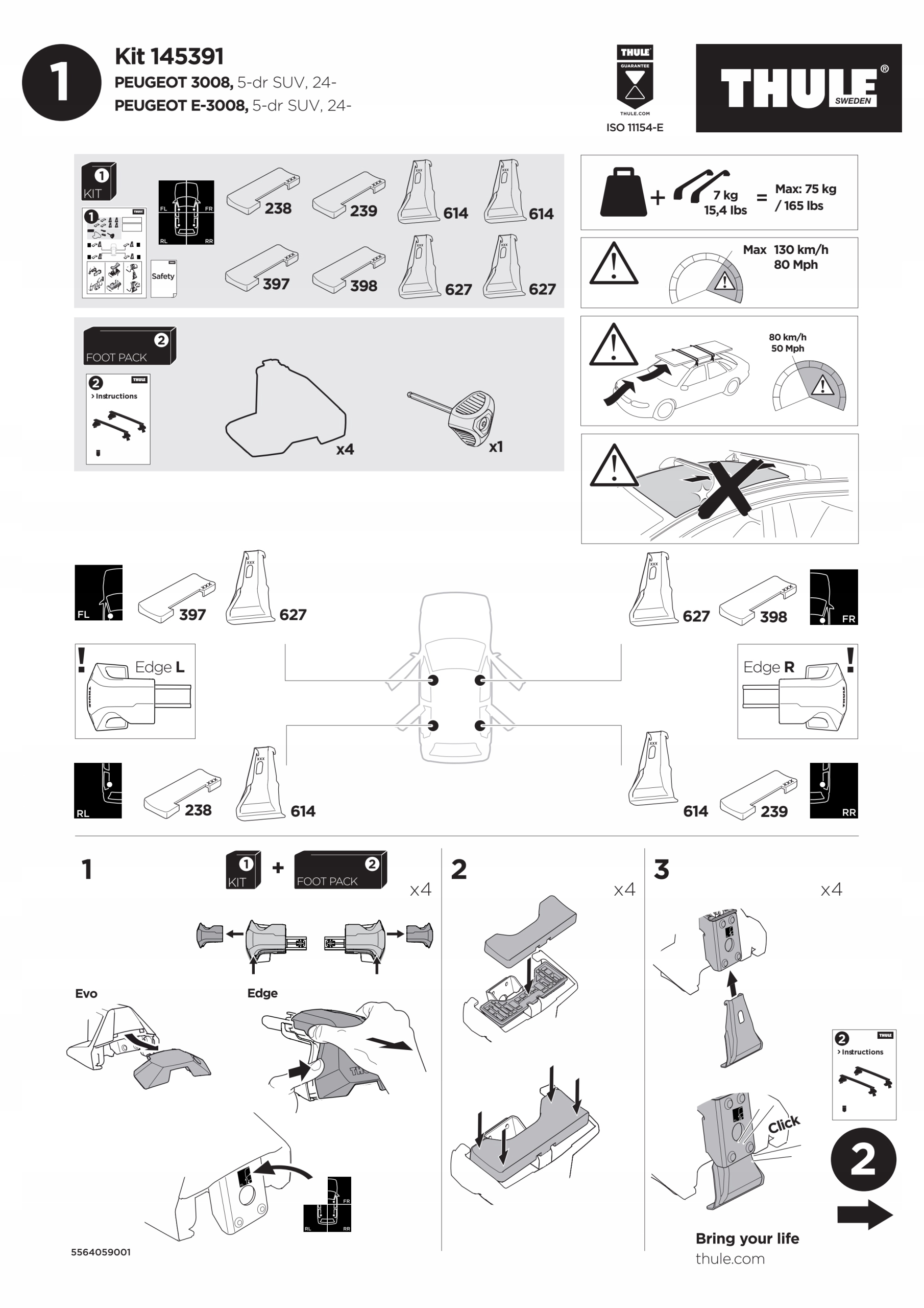 BAGAŻNIK THULE PEUGEOT 3008 SUV 2024- Kolor czarny