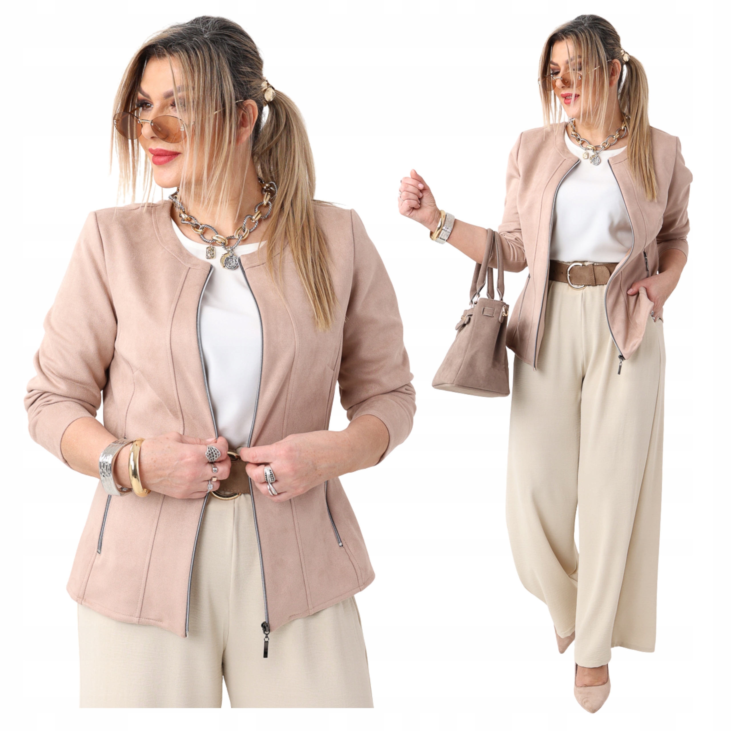 Żakiet Zamszowy Krótki Produkt Polski Duże Rozmiary