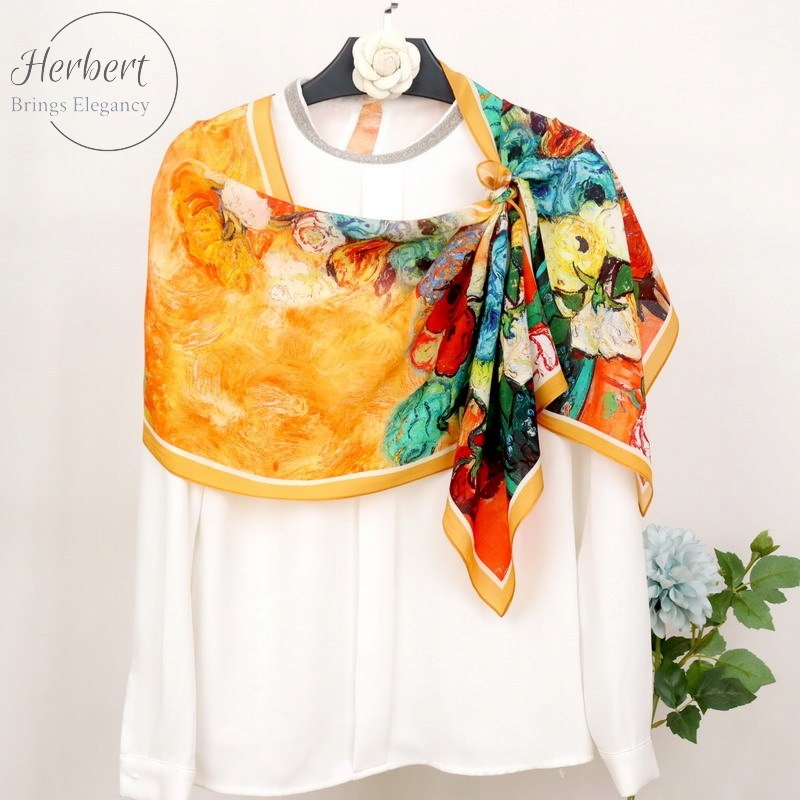 100%HEDVÁBÍ Šátek Dámský Elegantní Šály 140*35cm