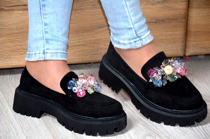 CUDNE DAMSKIE MOKASYNY Z KRYSZTAŁKAMI SKÓRA CASUAL BUTY ITALY STYL ORGINAL Model SESSIK 2024 WIOSNA