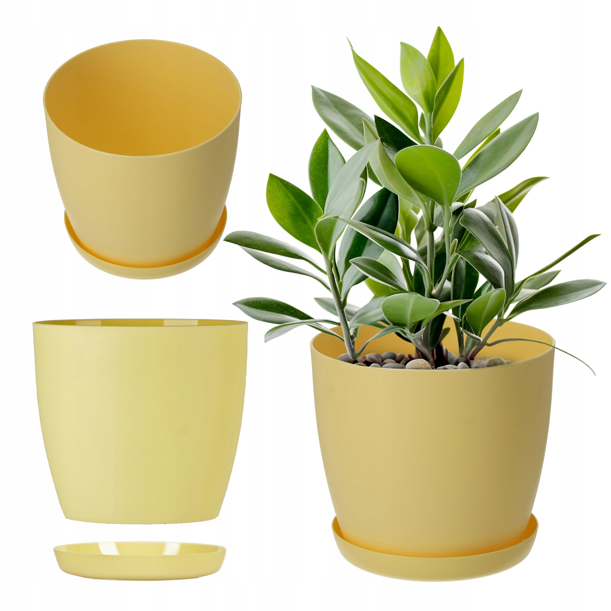 DONICZKA OSŁONKA DONICA 18cm NA KWIATY MATOWA ŻÓŁTA PLASTIKOWA PODSTAWKA Rodzaj doniczka