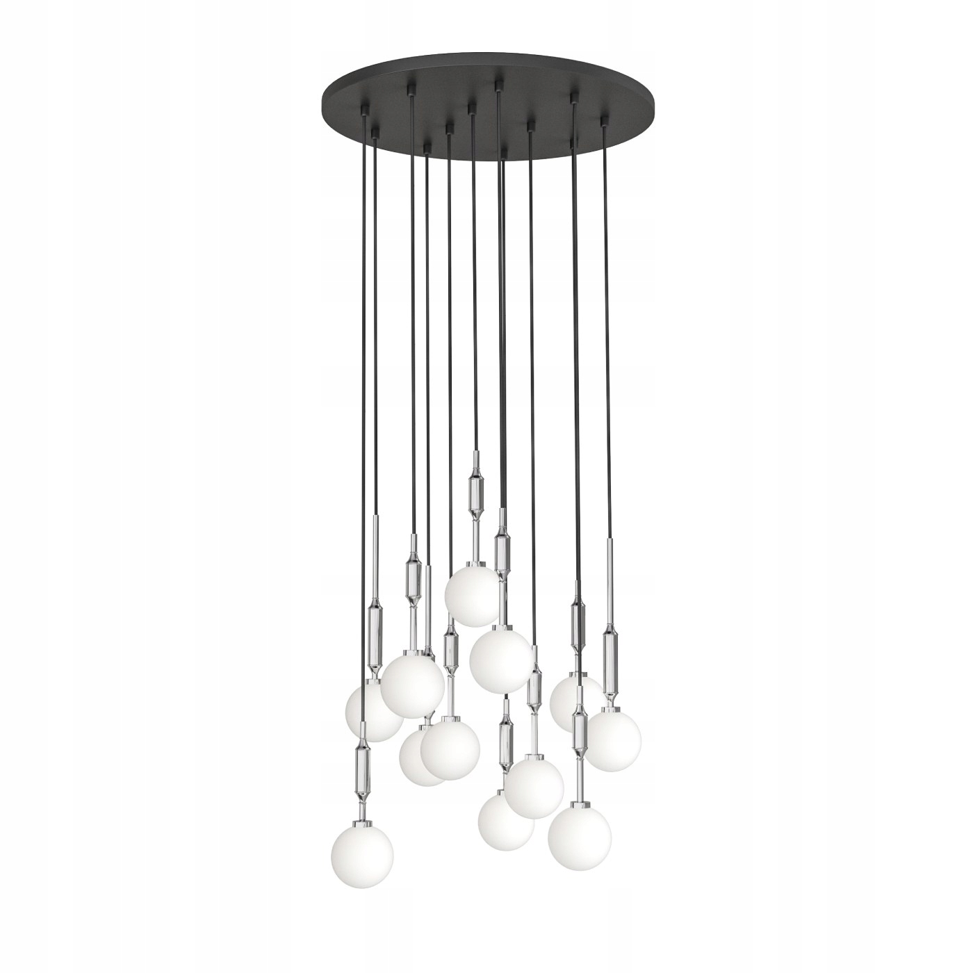 Kolotočová lampa Ero XII Cromo 60 s náladovým světlem z mléčných kuliček