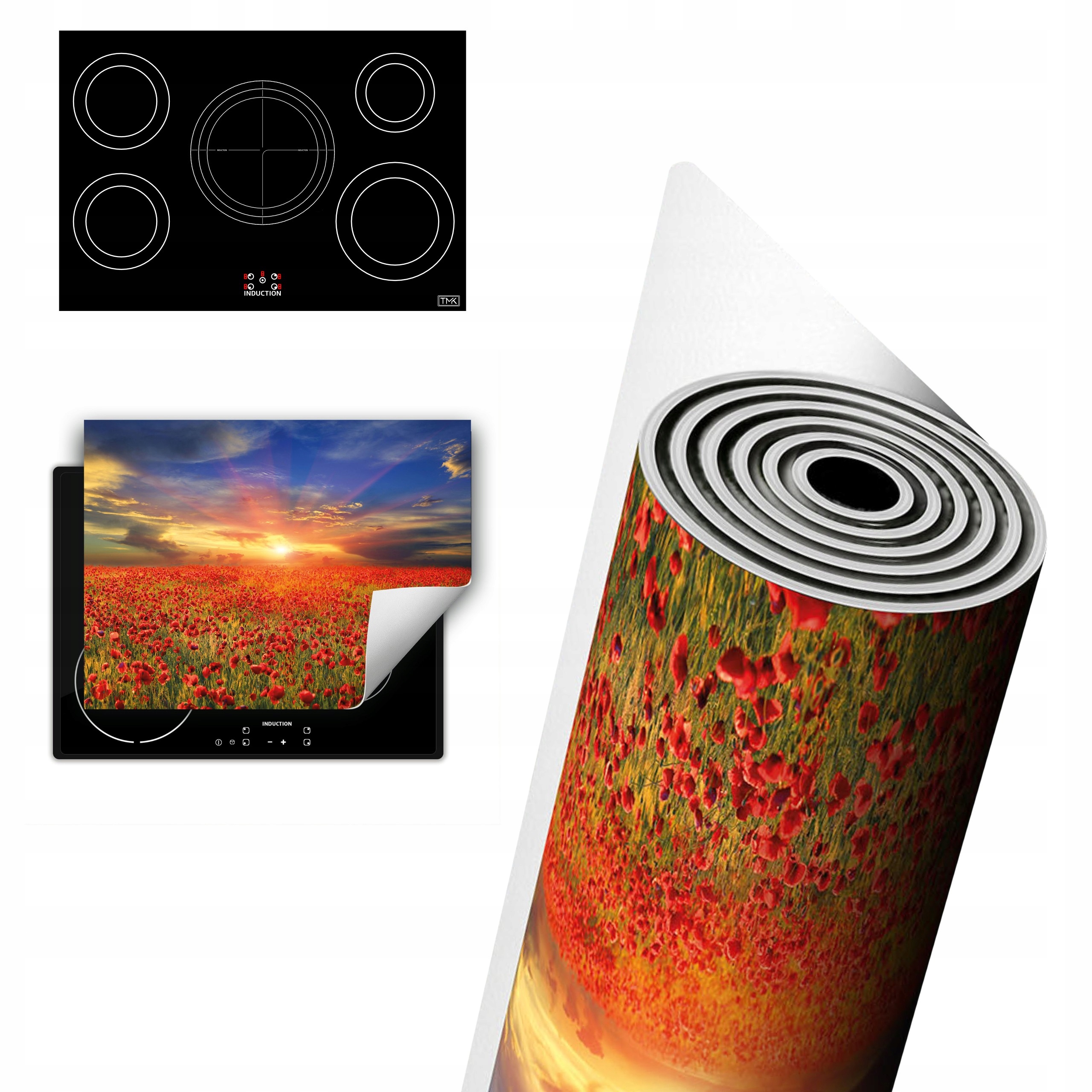 Vinylová Ochranná Deska Na Indukci 80x52 červená maki
