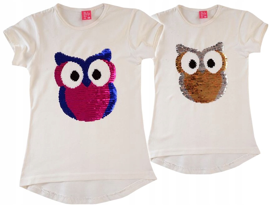 

Bluzka T-shirt Sowa Magiczne Cekiny ecru 11 D82b