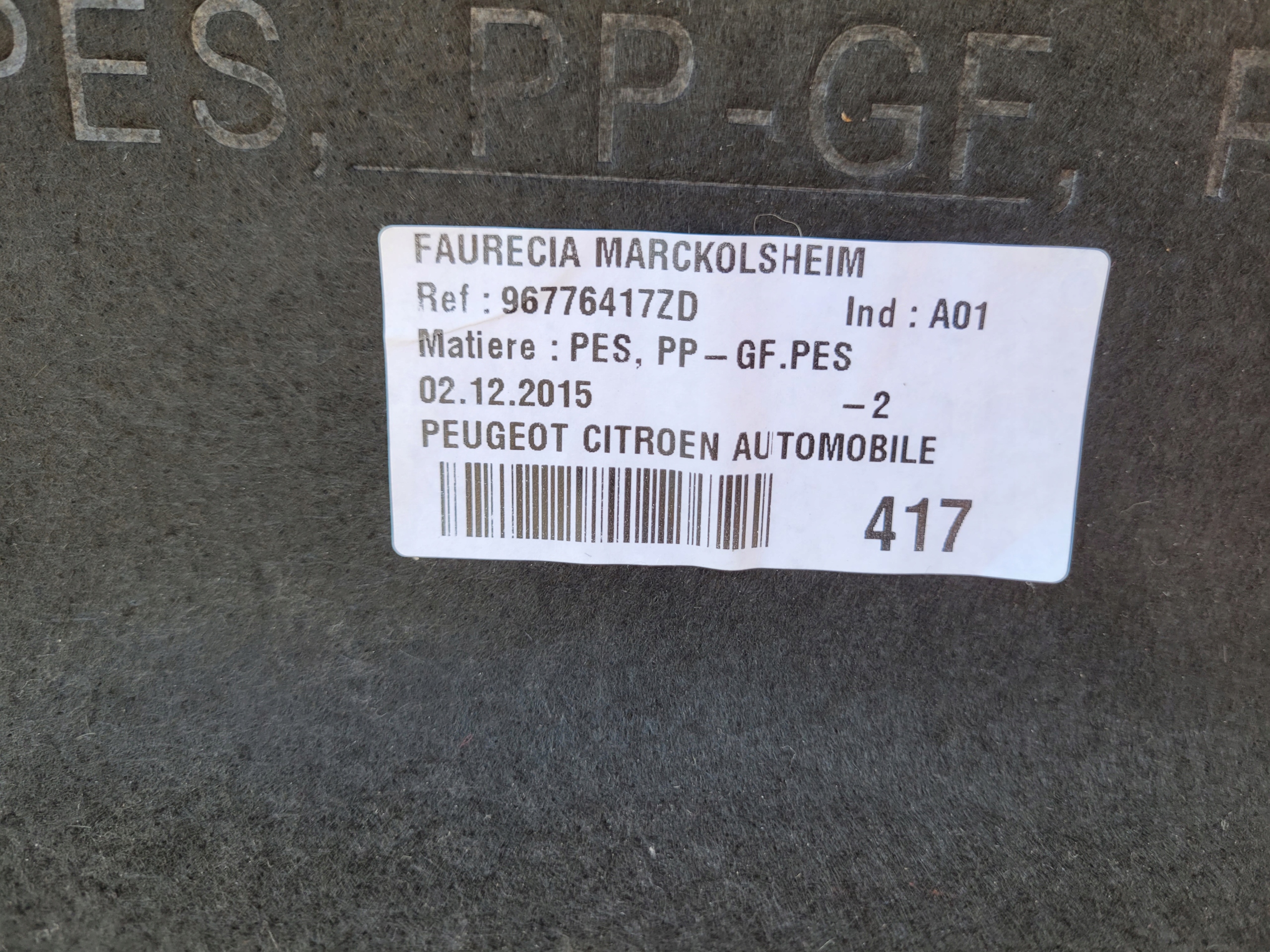 plato boot rear part PEUGEOT 308 T9 II HB
