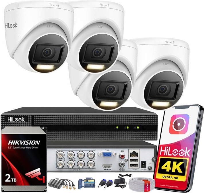 Sada pro monitorování 8MPx 4K HiLook od Hikvision 4 kamery pro rozšíření 2TB