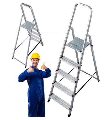 DRABINA ALUMINIOWA DOMOWA 5 STOPNIOWA ROZKŁADANA MOCNA