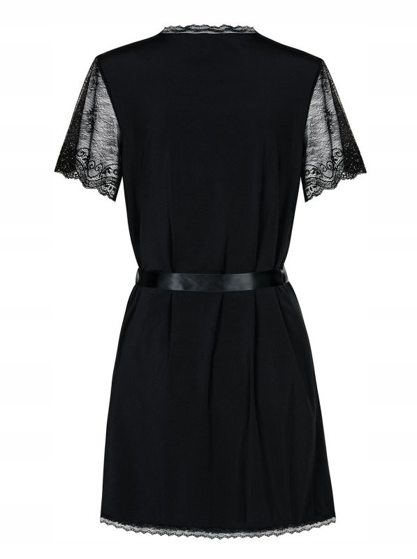 Seksowny szlafrok z koronką i stringi Miamor Obsessive czarny XXL Materiał dominujący poliamid