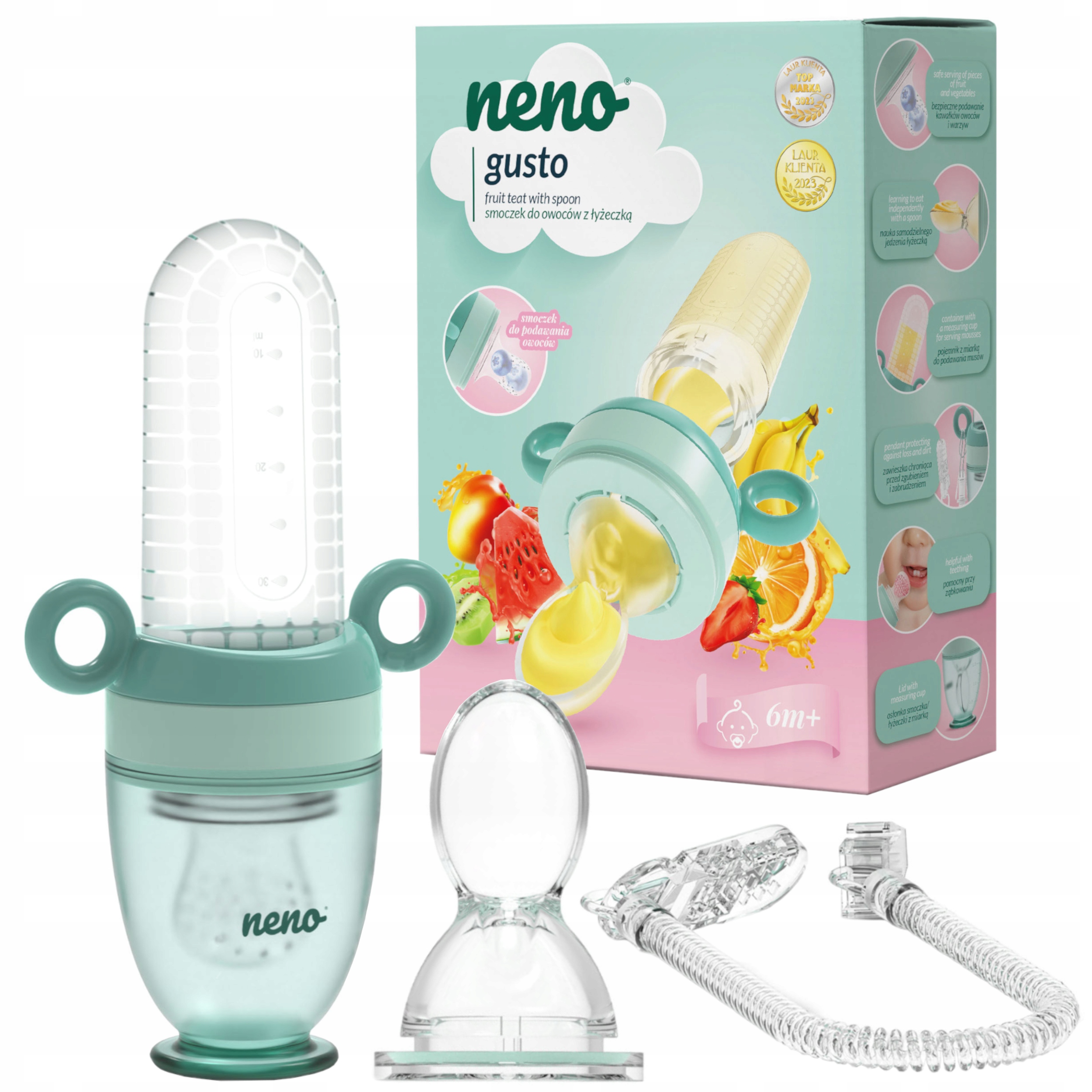 NENO GUSTO GRYZAK SMOCZEK DO PODAWANIA POKARMÓW OWOCÓW JEDZENIA Z ŁYŻECZKĄ