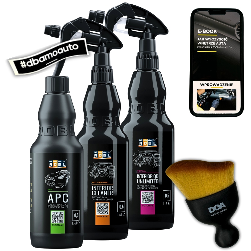 Kosmetyki do czyszczenia i pielęgnacji wnętrza auta od Adbl pędzelek Doa