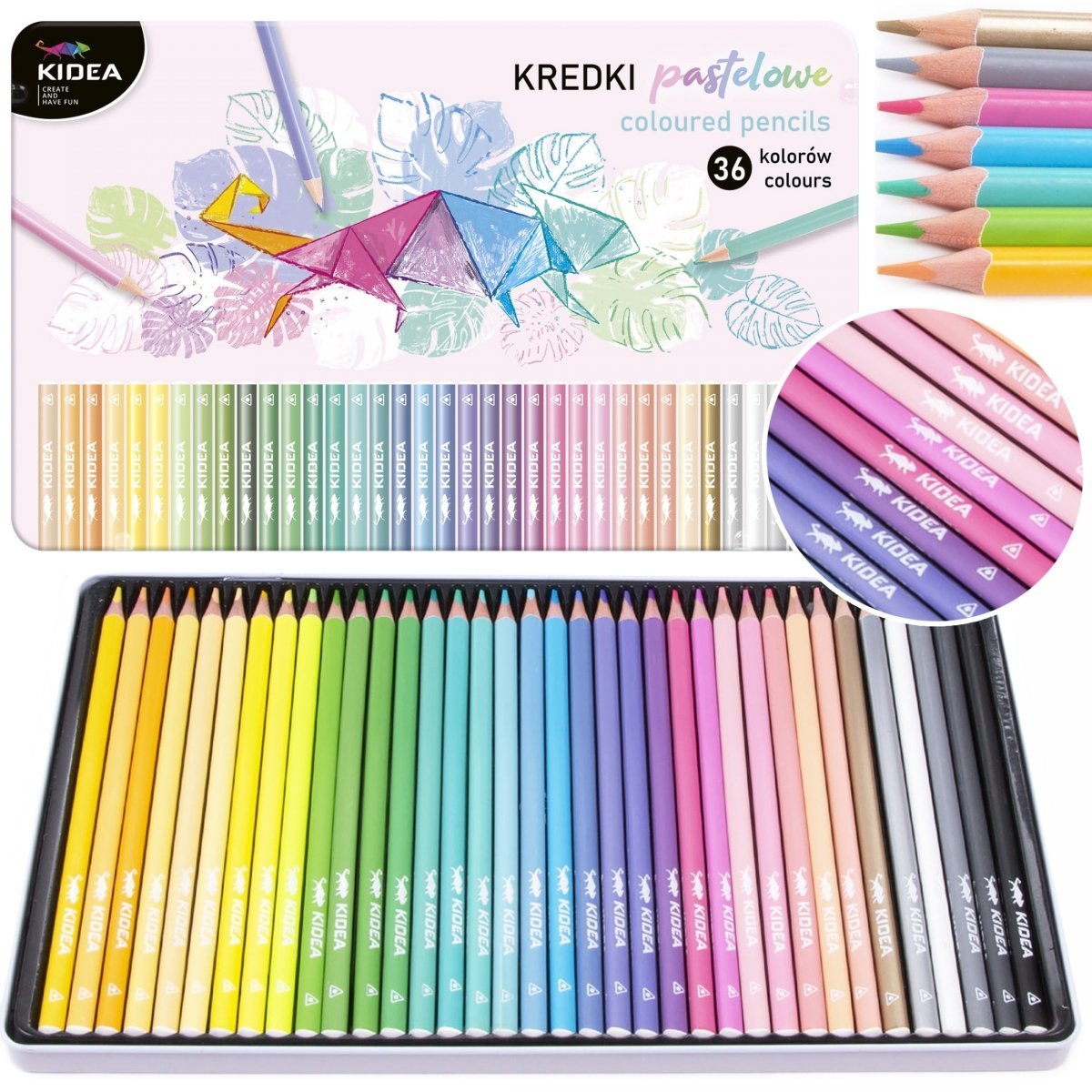 

Kredki Trójkątne Pastelowe Odcienie 36 kol. Kidea