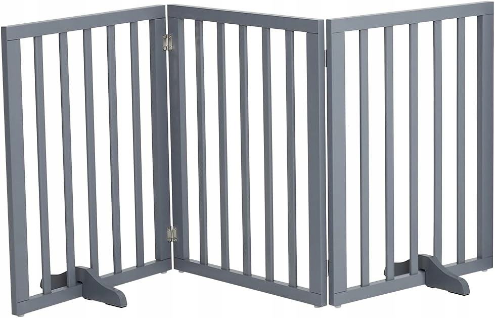 Skládací Branka Pro Psa 3-PANELOVÁ 60 CM S Protiskluzovými Patkami, Šedá